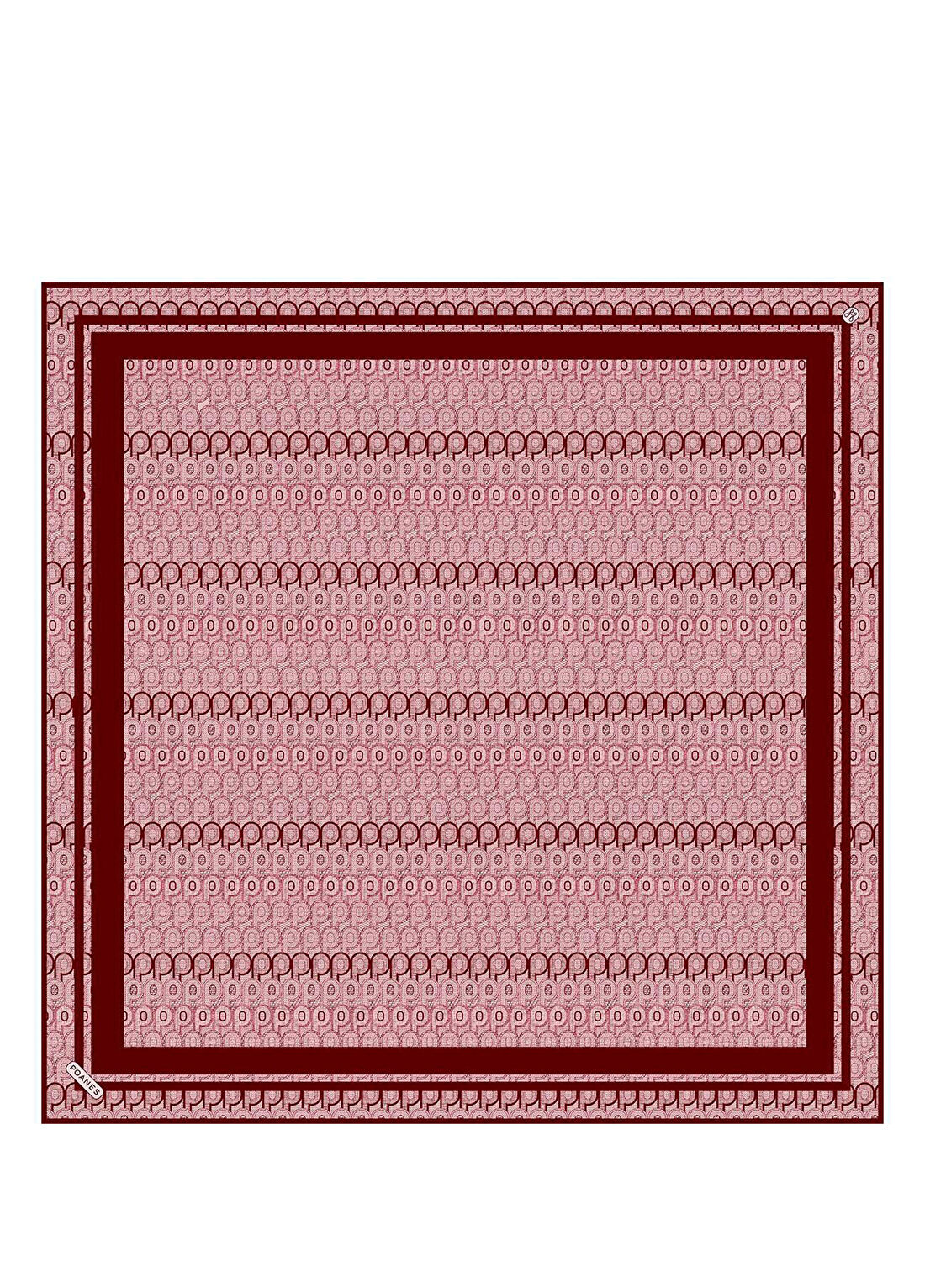 Poanes Monogram Desenli Twill İpek Kadın Eşarp 90 x 90 cm