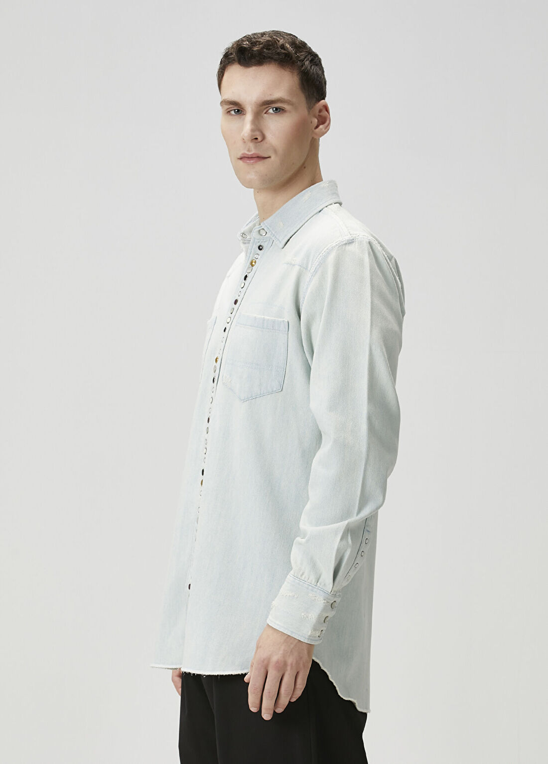 Golden Goose Regular Fit Mavi Denim Gömlek görsel 3