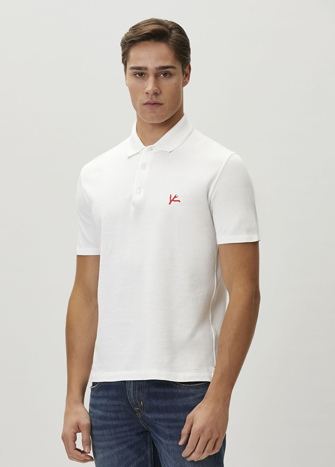 Isaia Beyaz Polo Yaka T-shirt