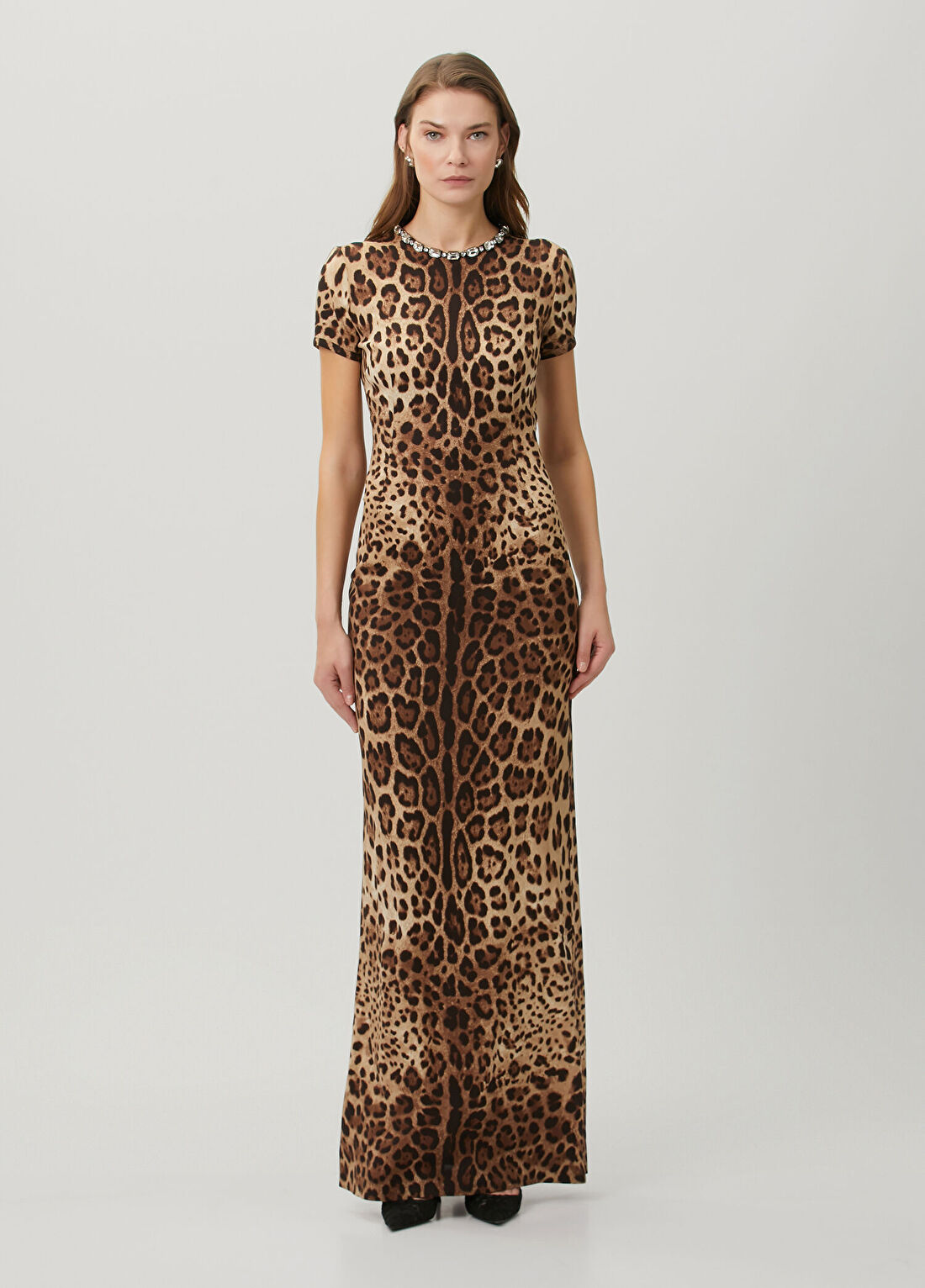 Dolce&Gabbana Leopar Desenli Maksi İpek Elbise