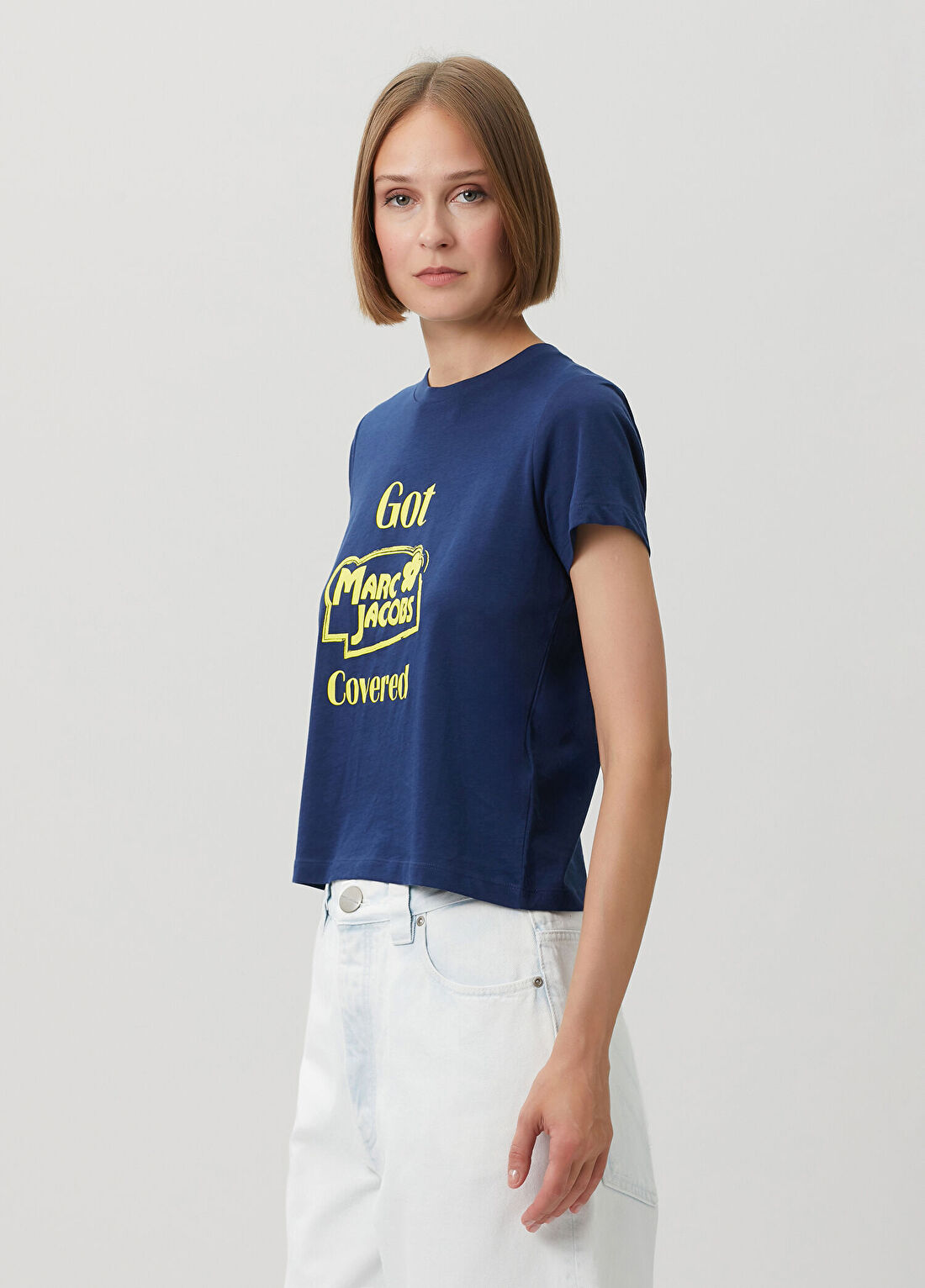 Marc Jacobs Lacivert Logo Baskılı T-shirt görsel 3