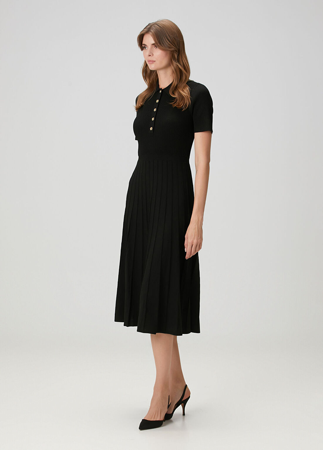 Michael Michael Kors Siyah Midi Polo Triko Elbise görsel 3