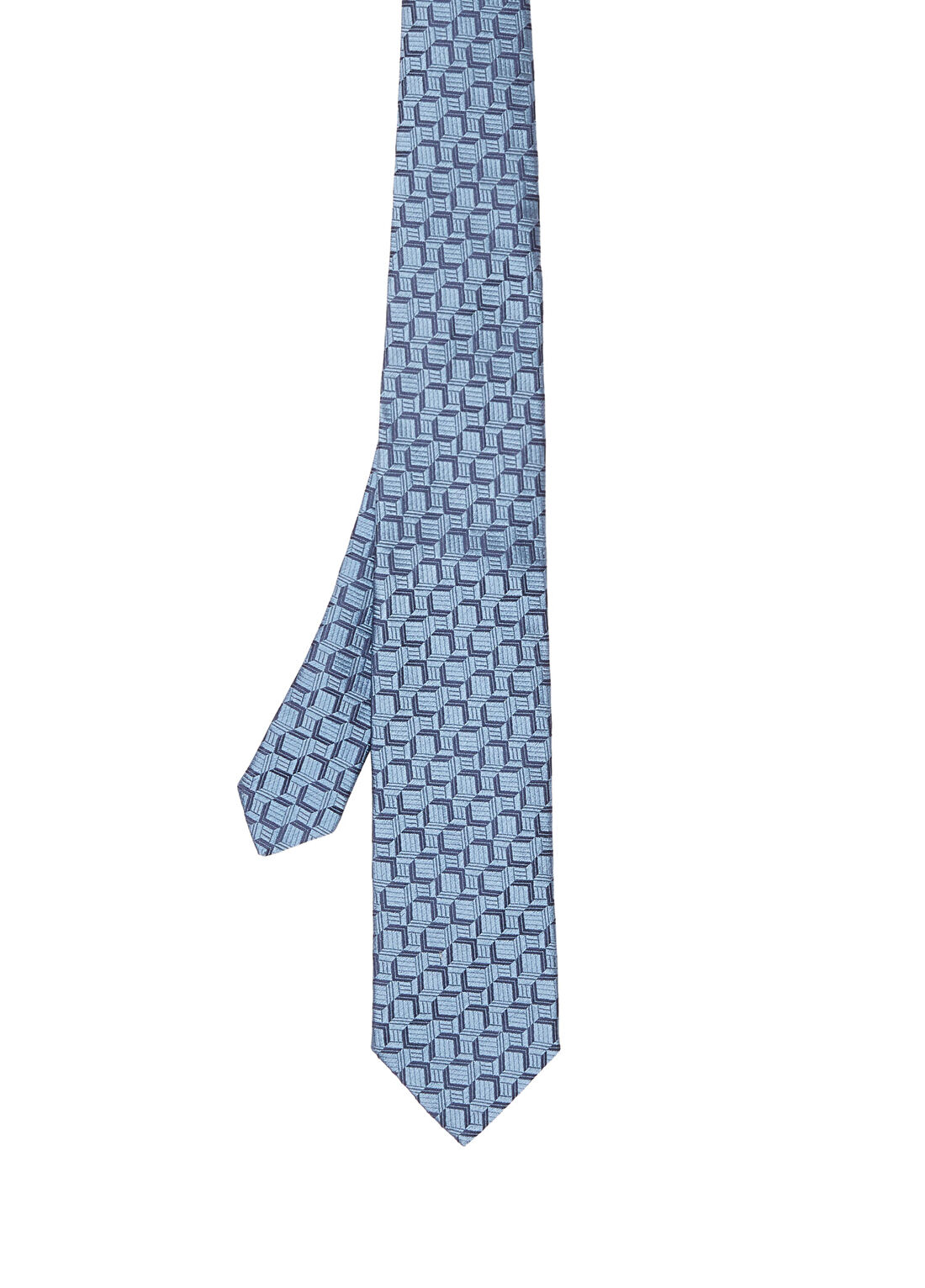 Beymen Collection Mavi Geometrik Desenli İpek Kravat