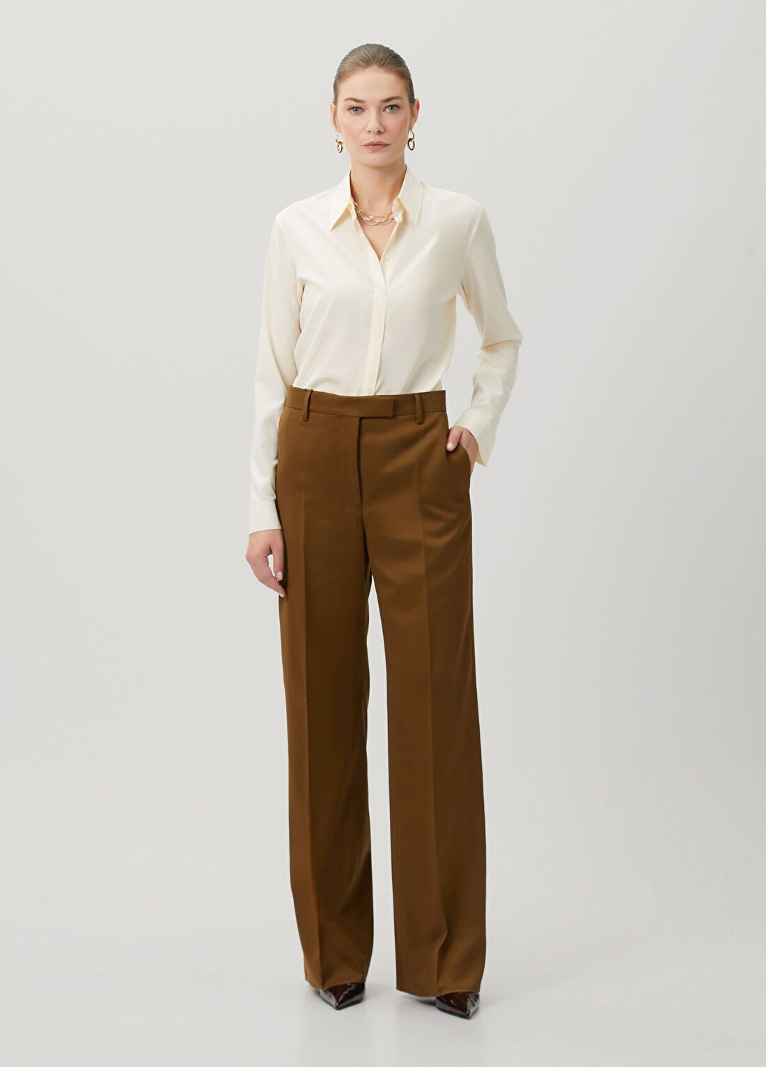 Ferragamo Kahverengi Yün Pantolon