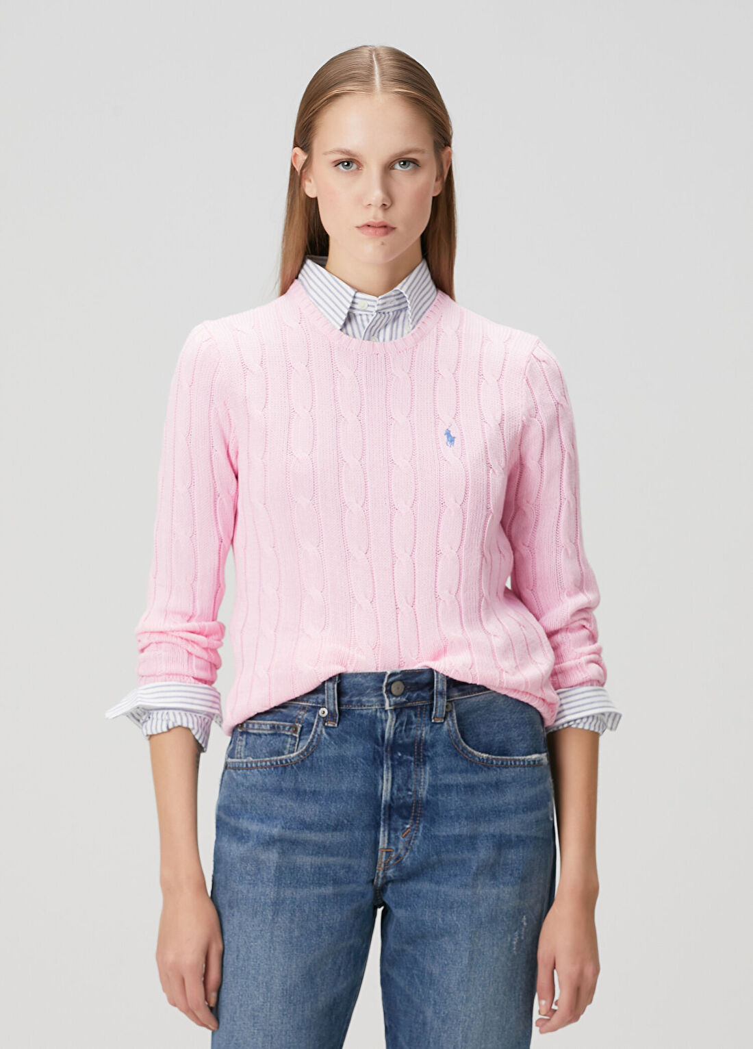 Polo Ralph Lauren Pembe Saç Örgü Triko görsel 3