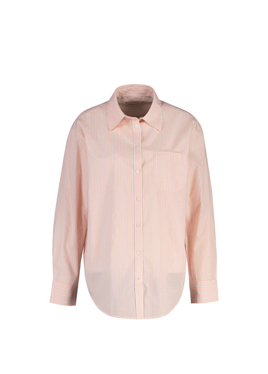 Gant Pembe Çizgili Relaxed Fit Uzun Kollu Kadın Gömlek