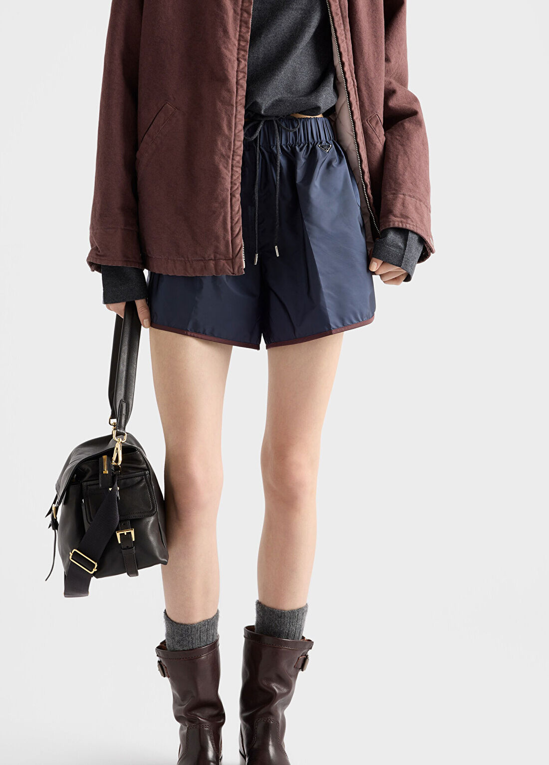 Prada Mavi Re-Nylon Kadın Mini Şort görsel 4