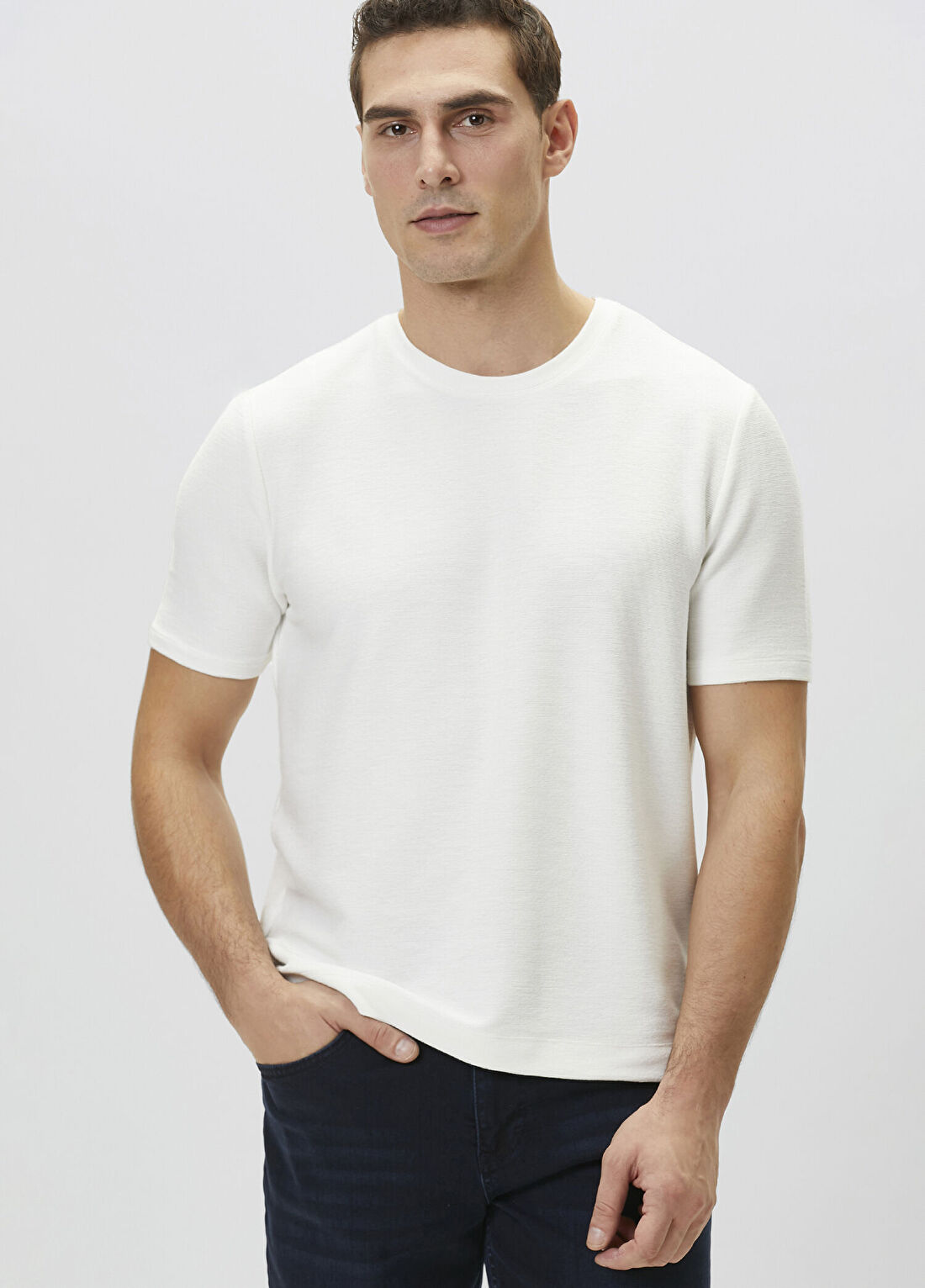 Network Ekru Jakarlı T-shirt