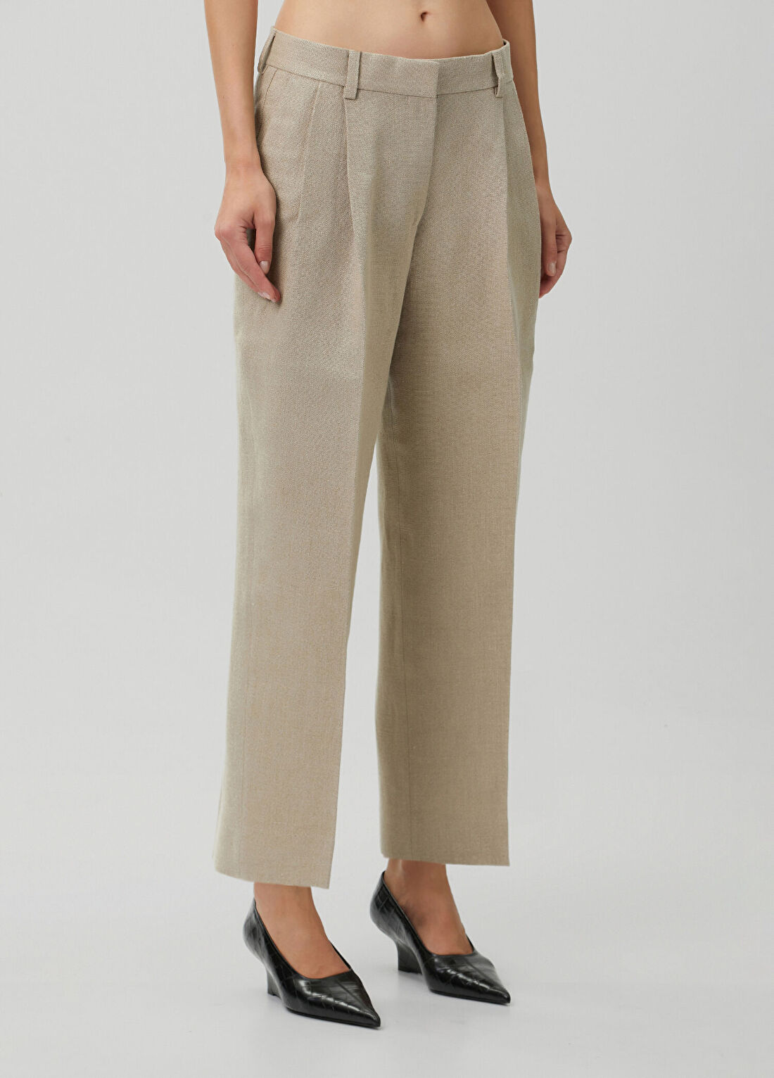 Toteme Bej Crop Keten Pantolon görsel 2
