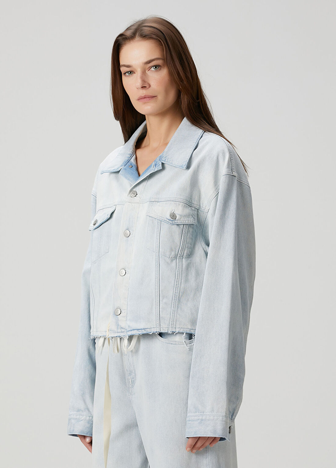 MM6 Maison Margiela Açık Mavi Bağlama Detaylı Denim Ceket görsel 4