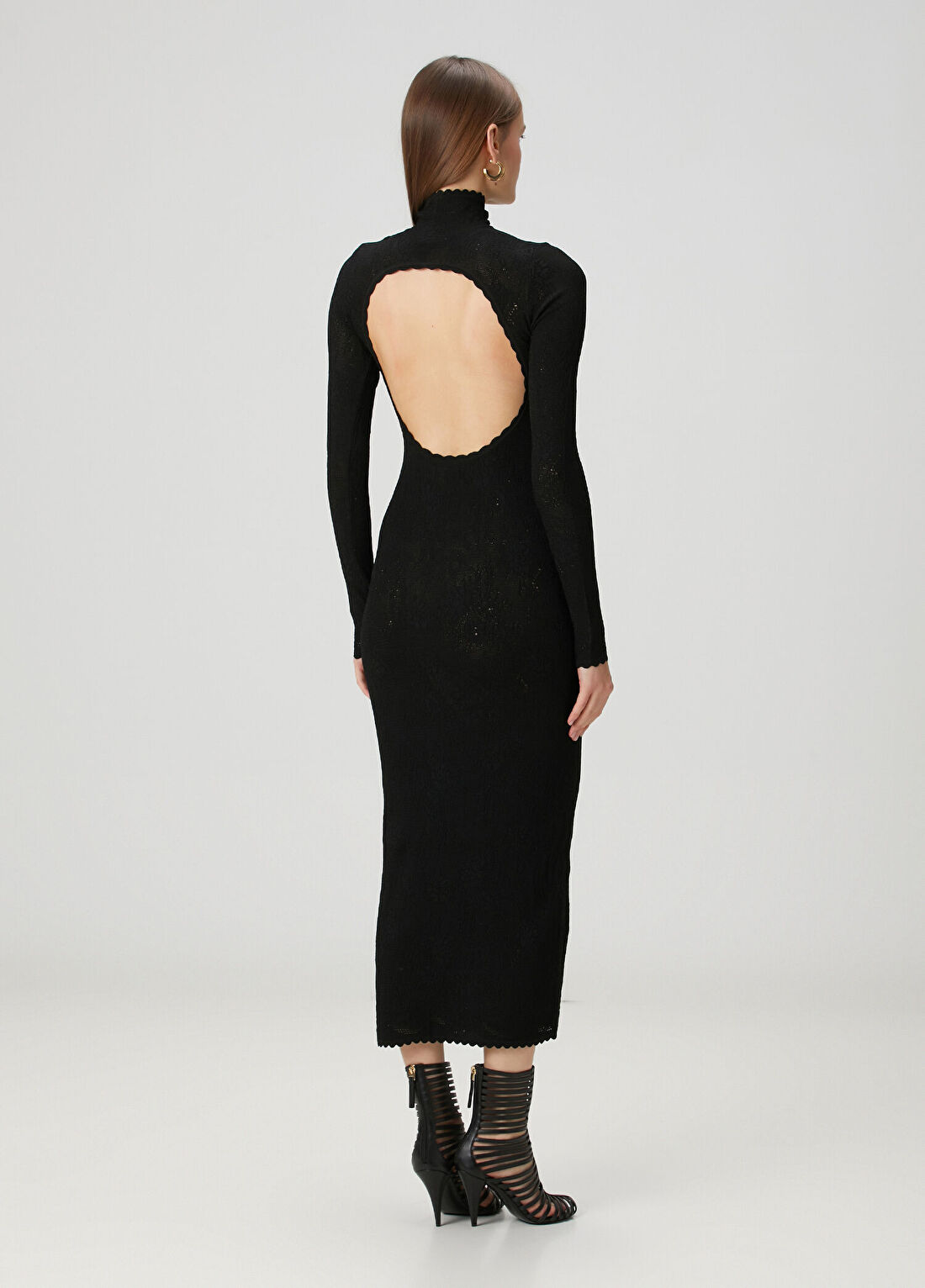 Givenchy Siyah Dantel Dokulu Midi Elbise görsel 4