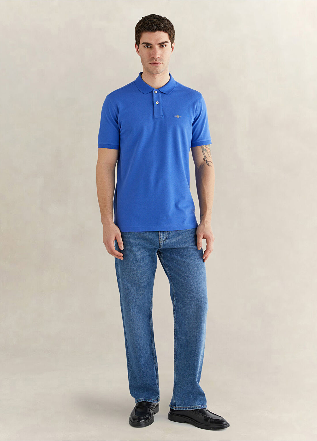 Gant Mavi Logolu Regular Fit Polo Yaka Kısa Kollu Erkek T-Shirt görsel 4