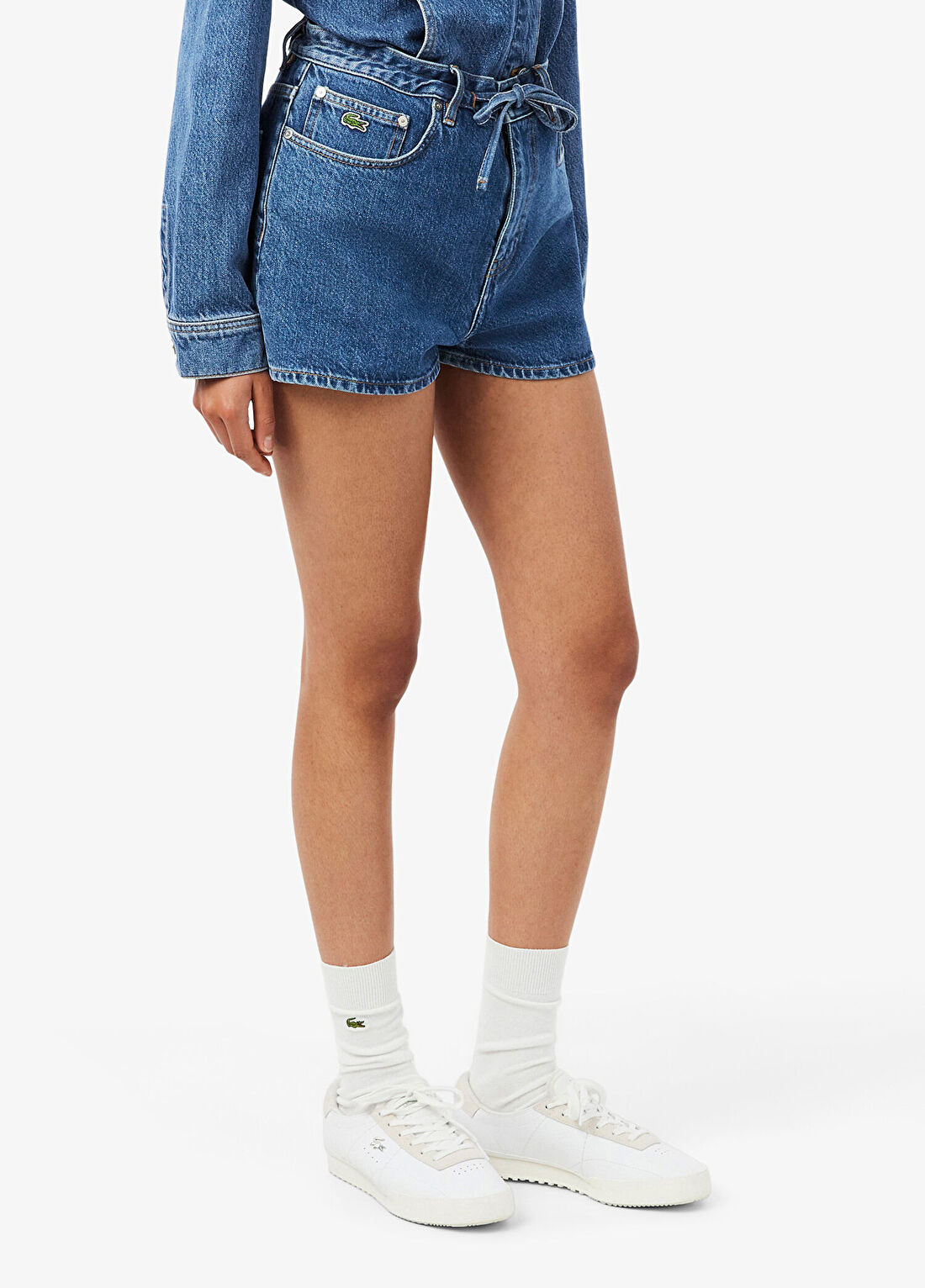 Lacoste Lacivert Denim Kadın Mini Şort görsel 2