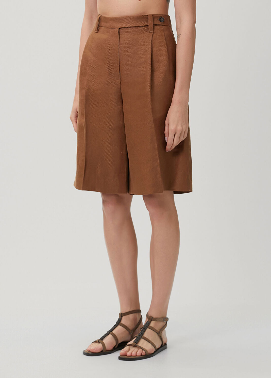Brunello Cucinelli Taba Keten Bermuda görsel 3