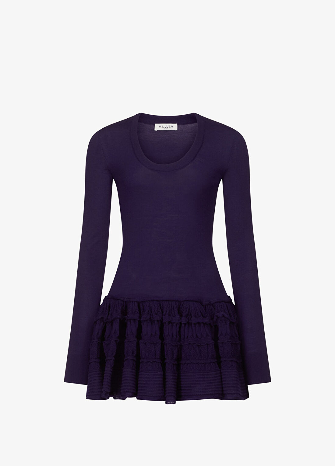 Alaïa Petrol Mini Yün Peplum Elbise