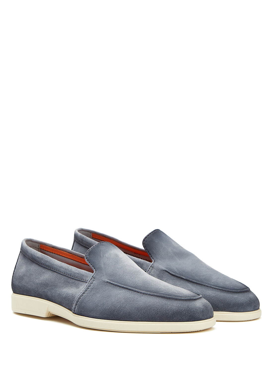 Santoni Malibu Açık Mavi Erkek Süet Loafer görsel 2