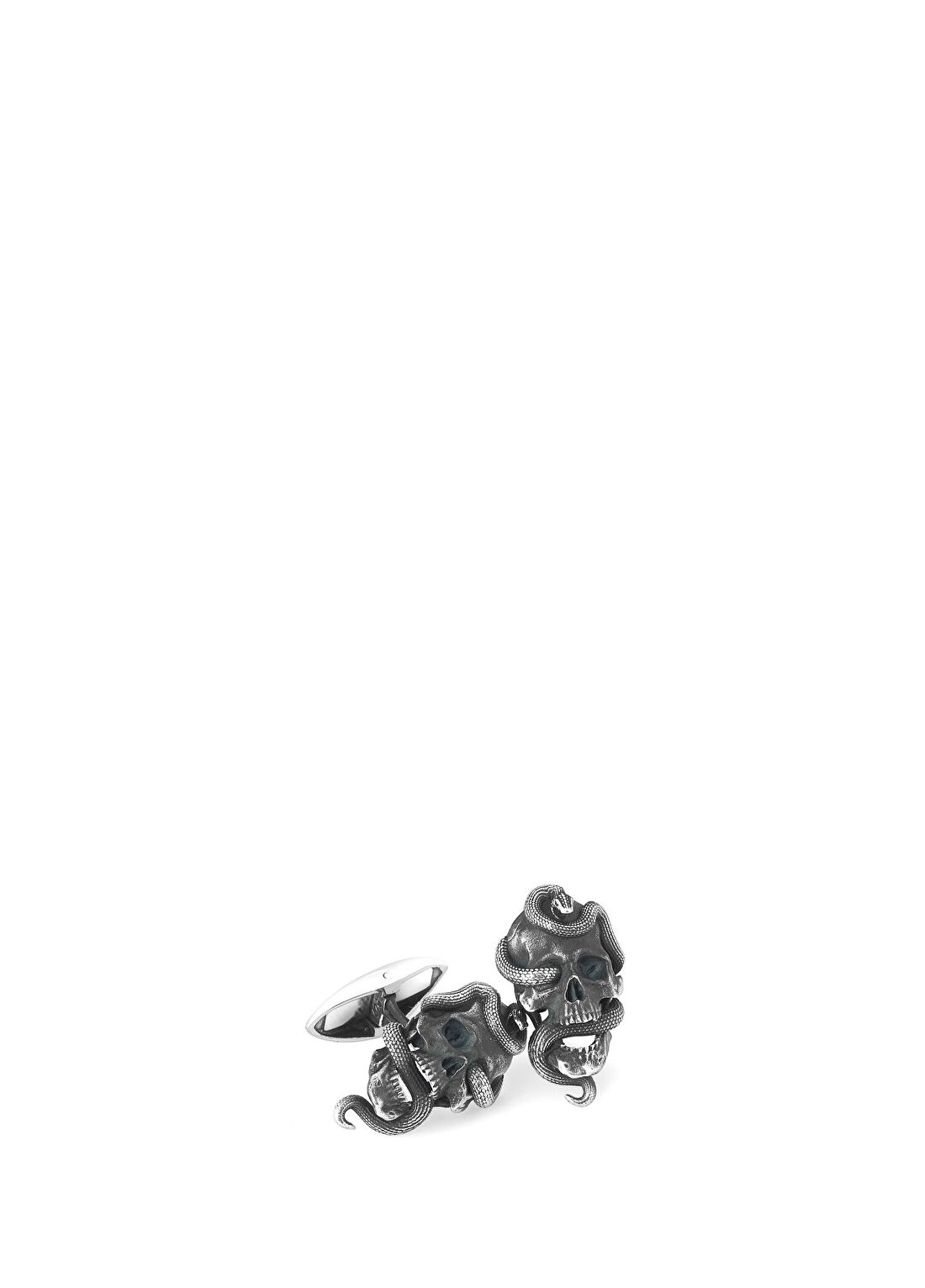Boga Skull Snake Gümüş Kol Düğmesi