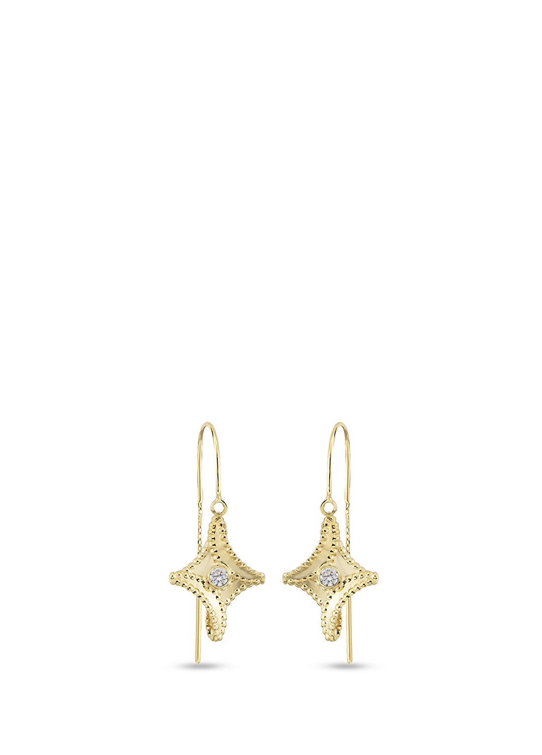 Orena Jewelry Stela Pırlanta Taşlı 14 Ayar Altın Kadın Küpe