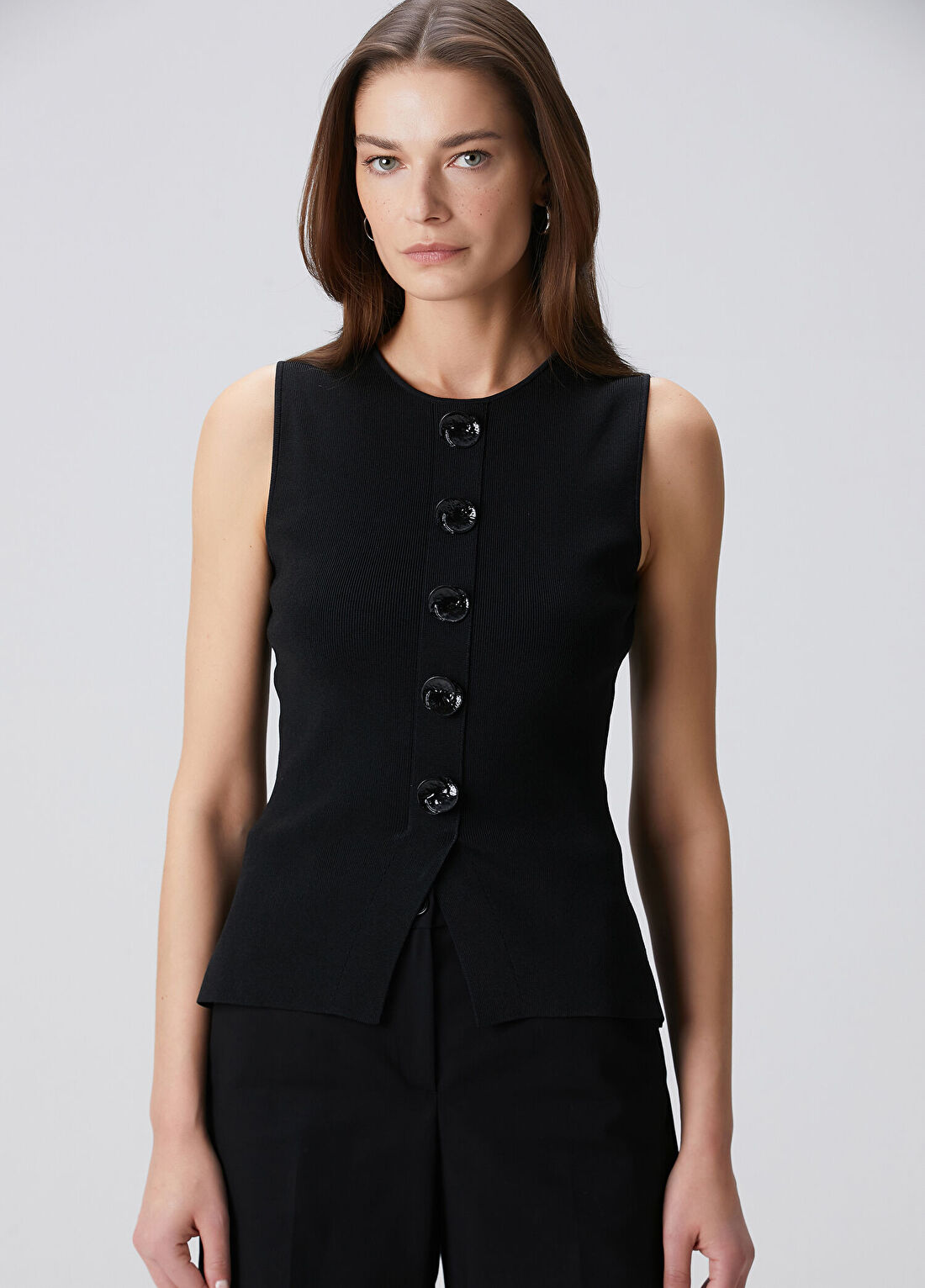 Beymen Collection Siyah Çiçek Düğmeli Triko