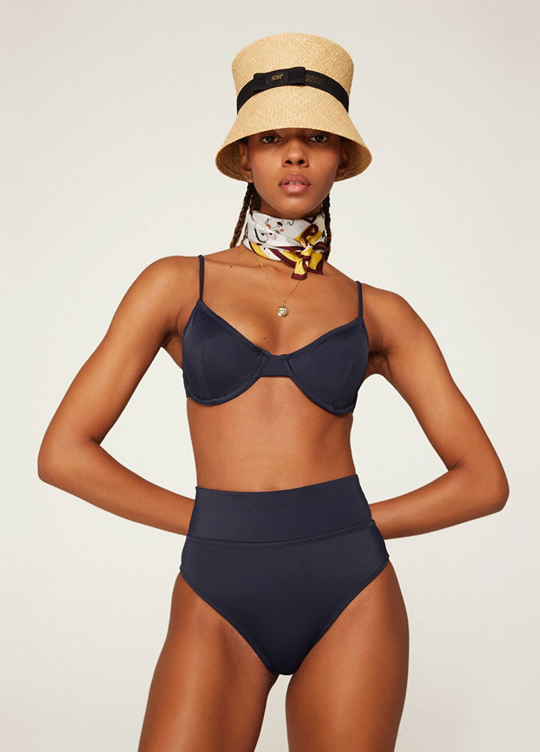 Haracci Solana Econyl Pinup Derin Koyu Lacivert Yüksek Belli Kadın Bikini Takımı görsel 3