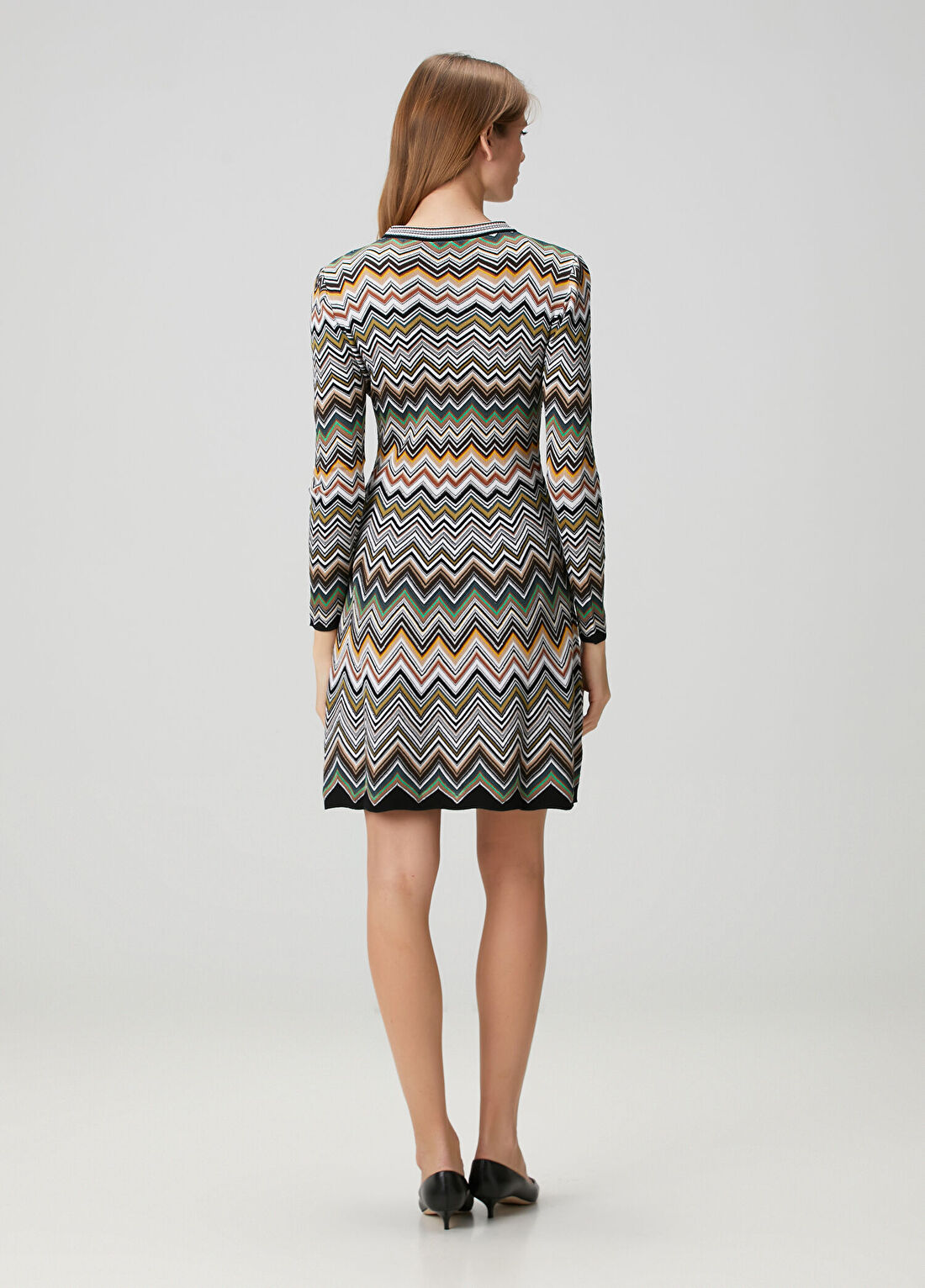 Missoni Zikzak Desenli Mini Elbise görsel 4