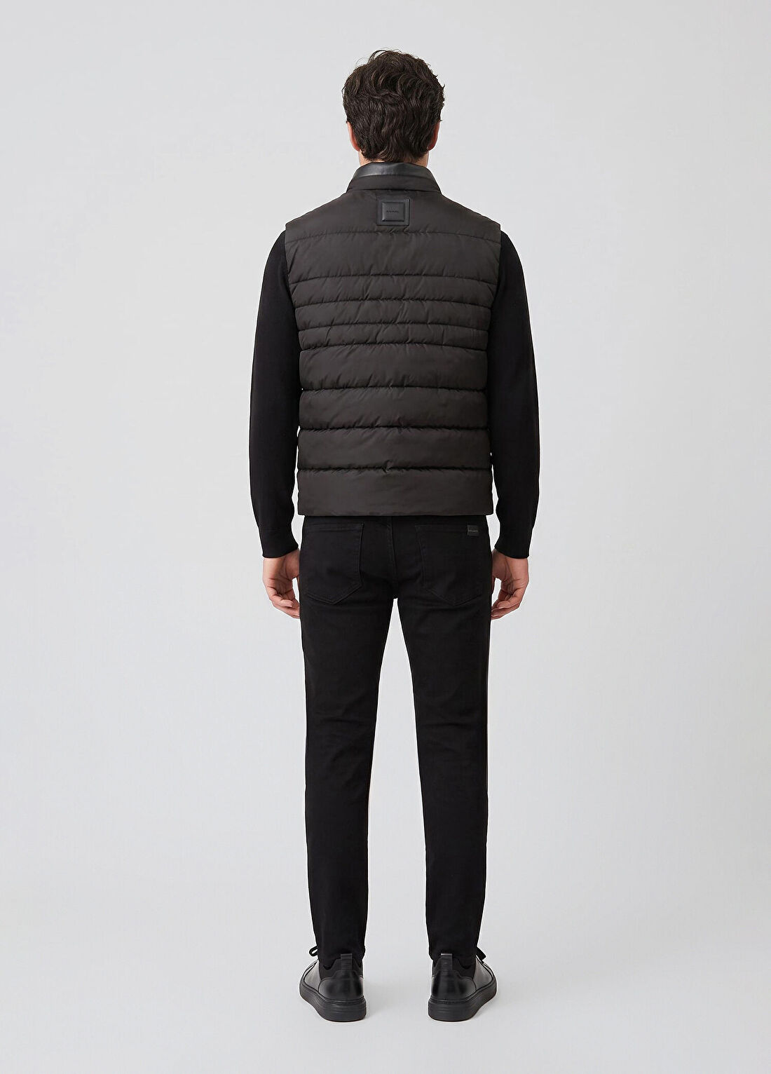Network Siyah Dik Yaka Puffer Casual Yelek görsel 3