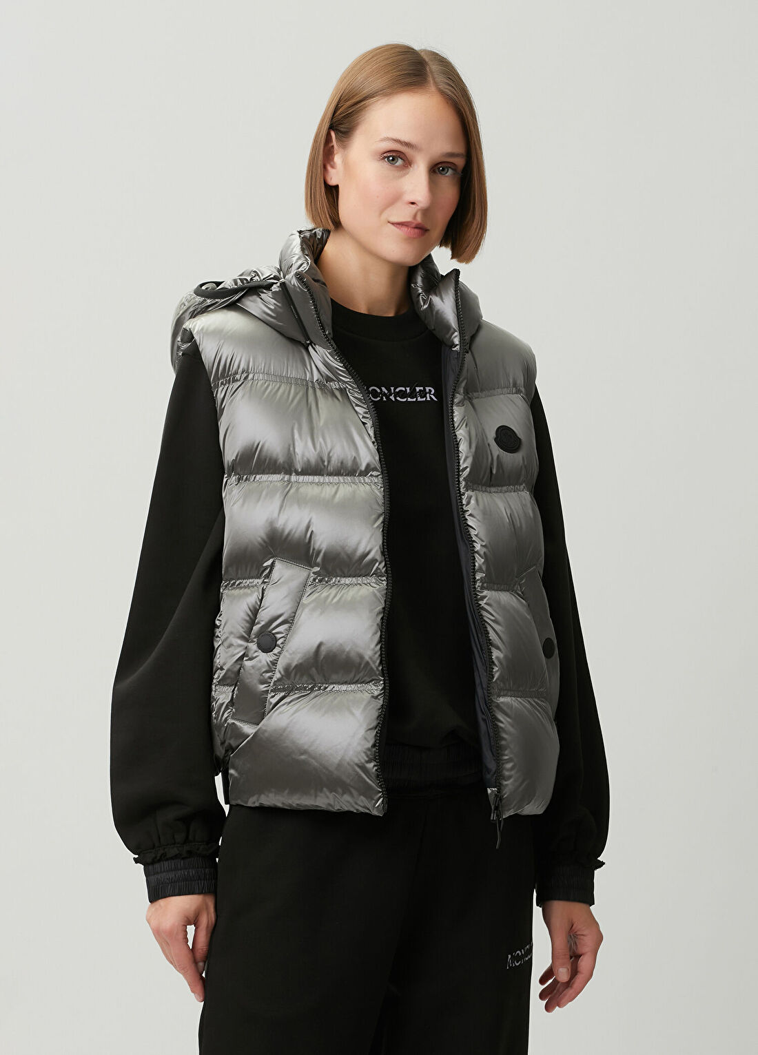 Moncler Fluidite Silver Kapüşonlu Puffer Yelek