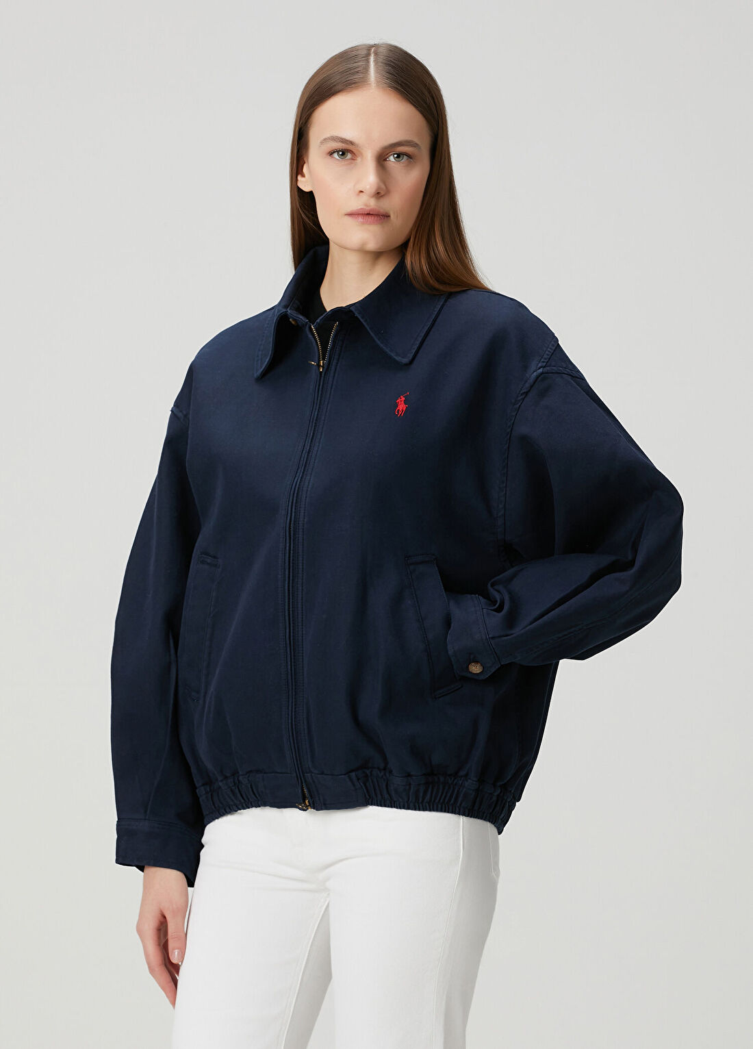 Polo Ralph Lauren Lacivert Logo Nakışlı Bomber Ceket
