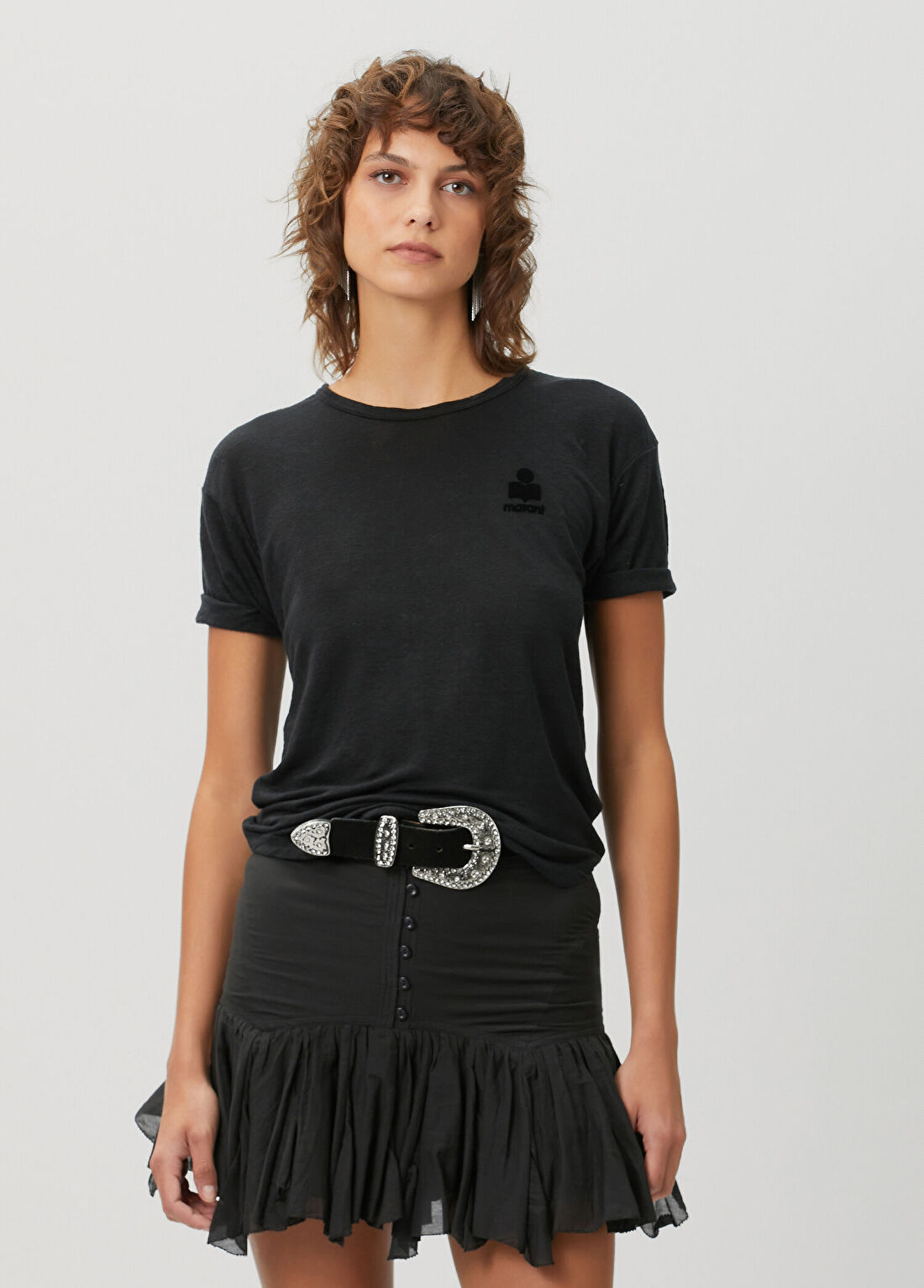 Marant Etoile Koldia Siyah Keten T-shirt