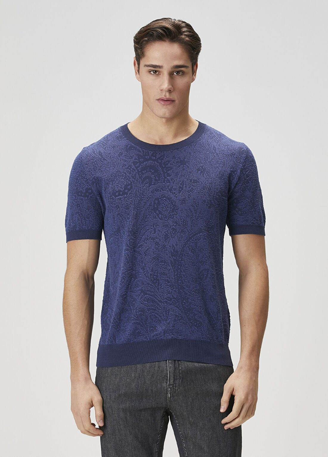 Etro Lacivert Etnik Desen Jakarlı Triko