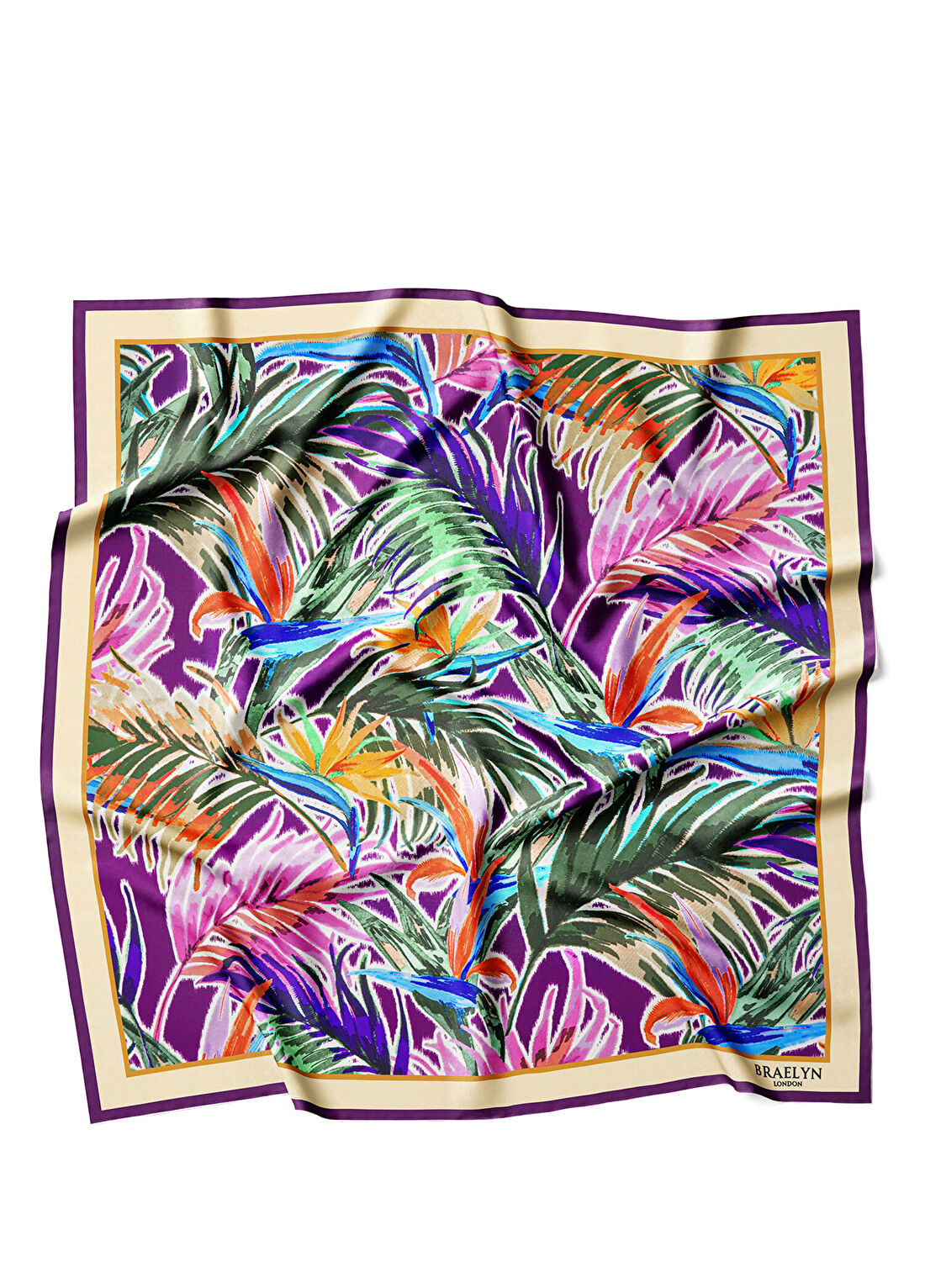 Braelyn London Exotic Paradise Renkli Twill İpek Kadın Eşarp