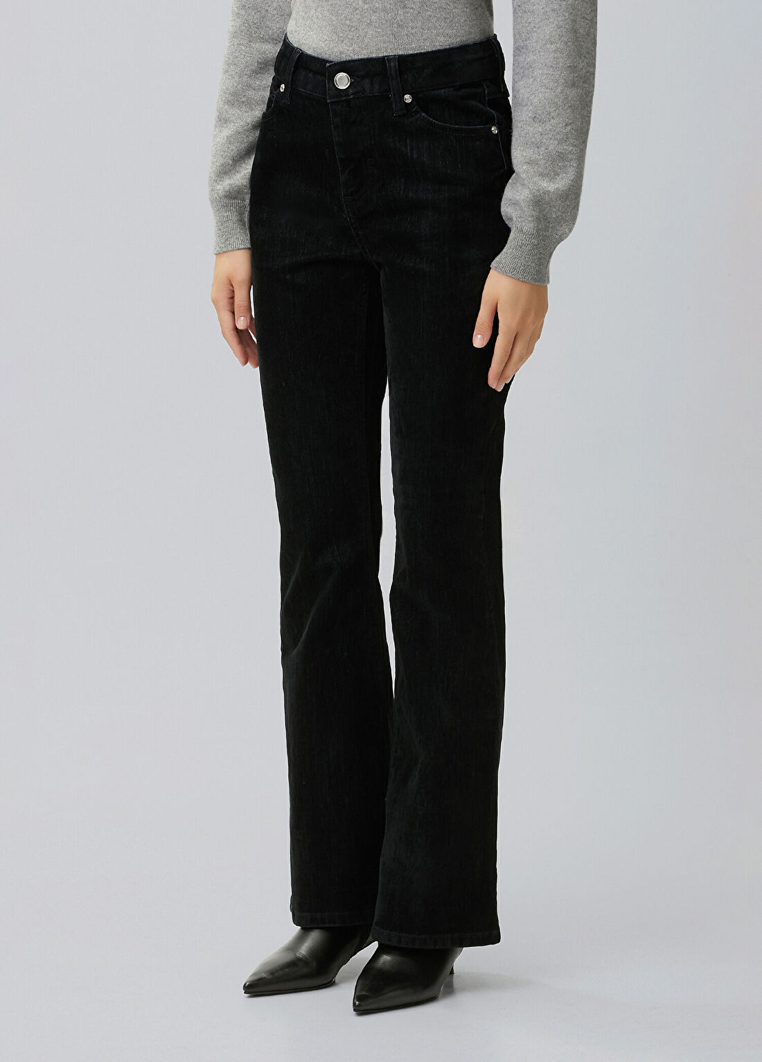 Network Siyah Flok Baskılı Denim Pantolon görsel 3
