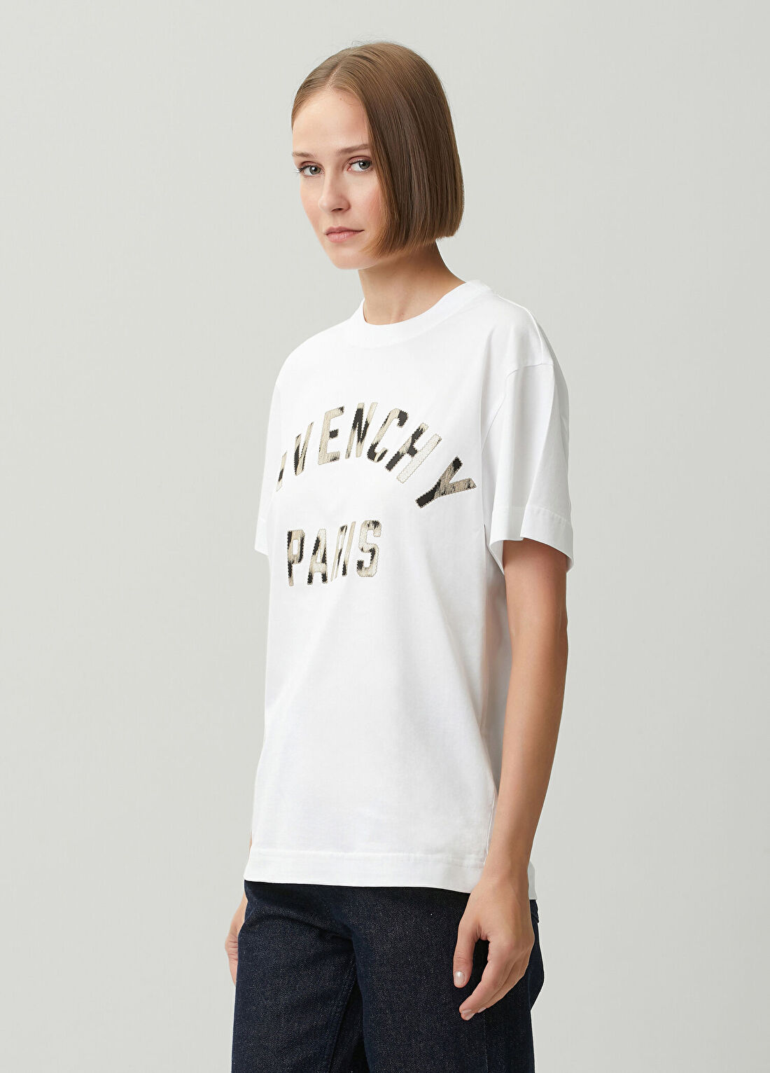 Givenchy Beyaz Leoparlı Logolu T-shirt görsel 3