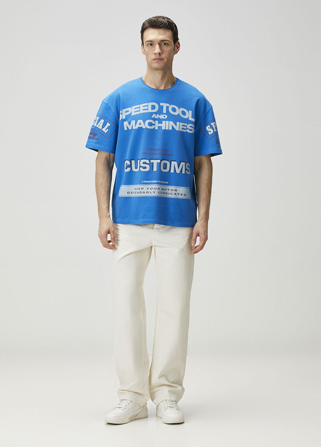Deus Ex Machina Floodmark Mavi Beyaz Oversized T-shirt görsel 2