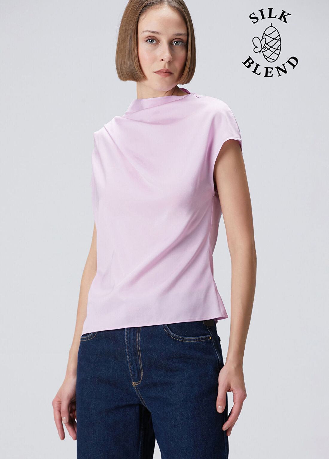 Beymen Collection Pembe Drapeli İpek Bluz