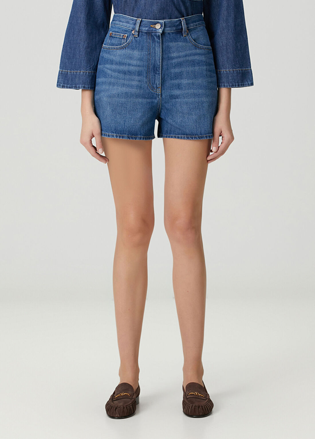 Valentino VGold Mavi Denim Şort görsel 2