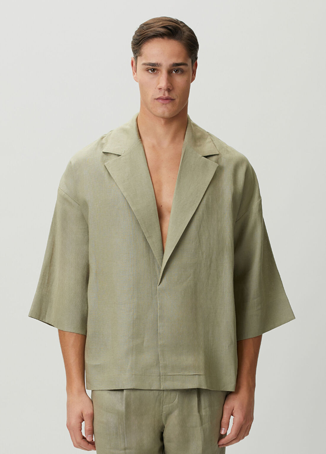 Fine People Community Ocean Yeşil Keten Kimono