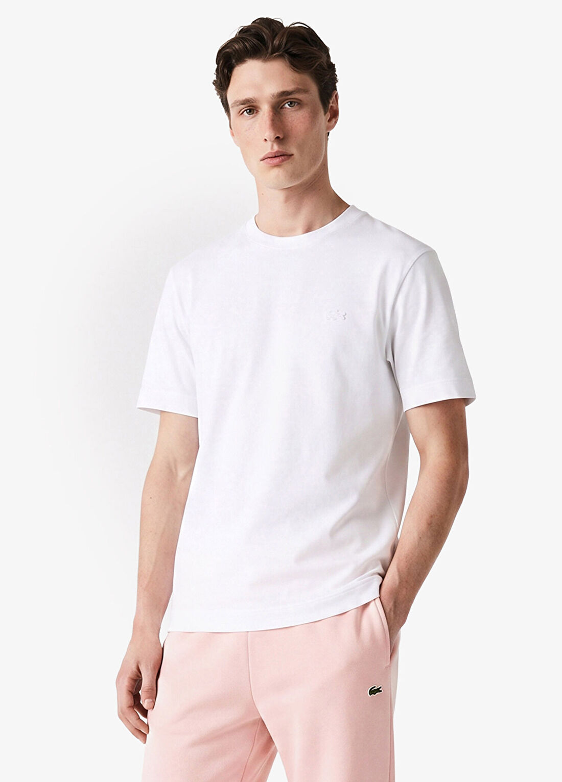 Lacoste Beyaz Oversize Fit Bisiklet Yaka Kısa Kollu Erkek T-Shirt