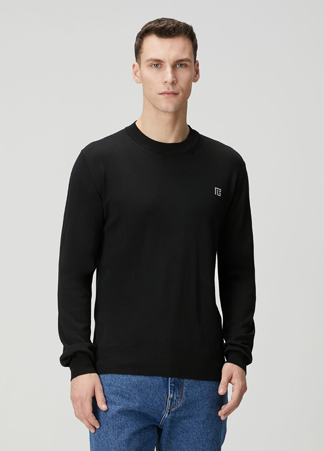 Balmain Siyah Logo Detaylı İpek Triko