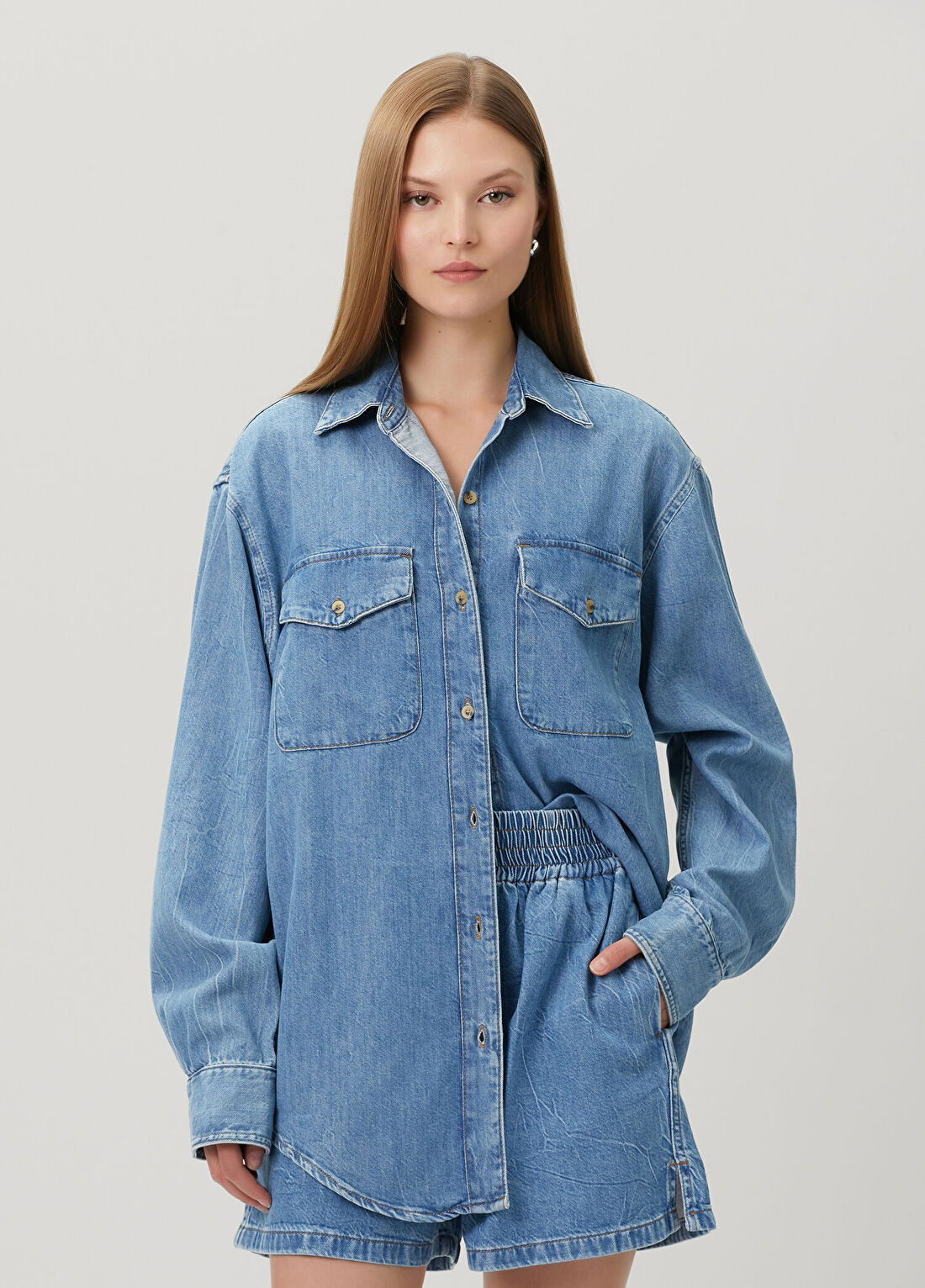 Lol Sky Mavi Denim Gömlek