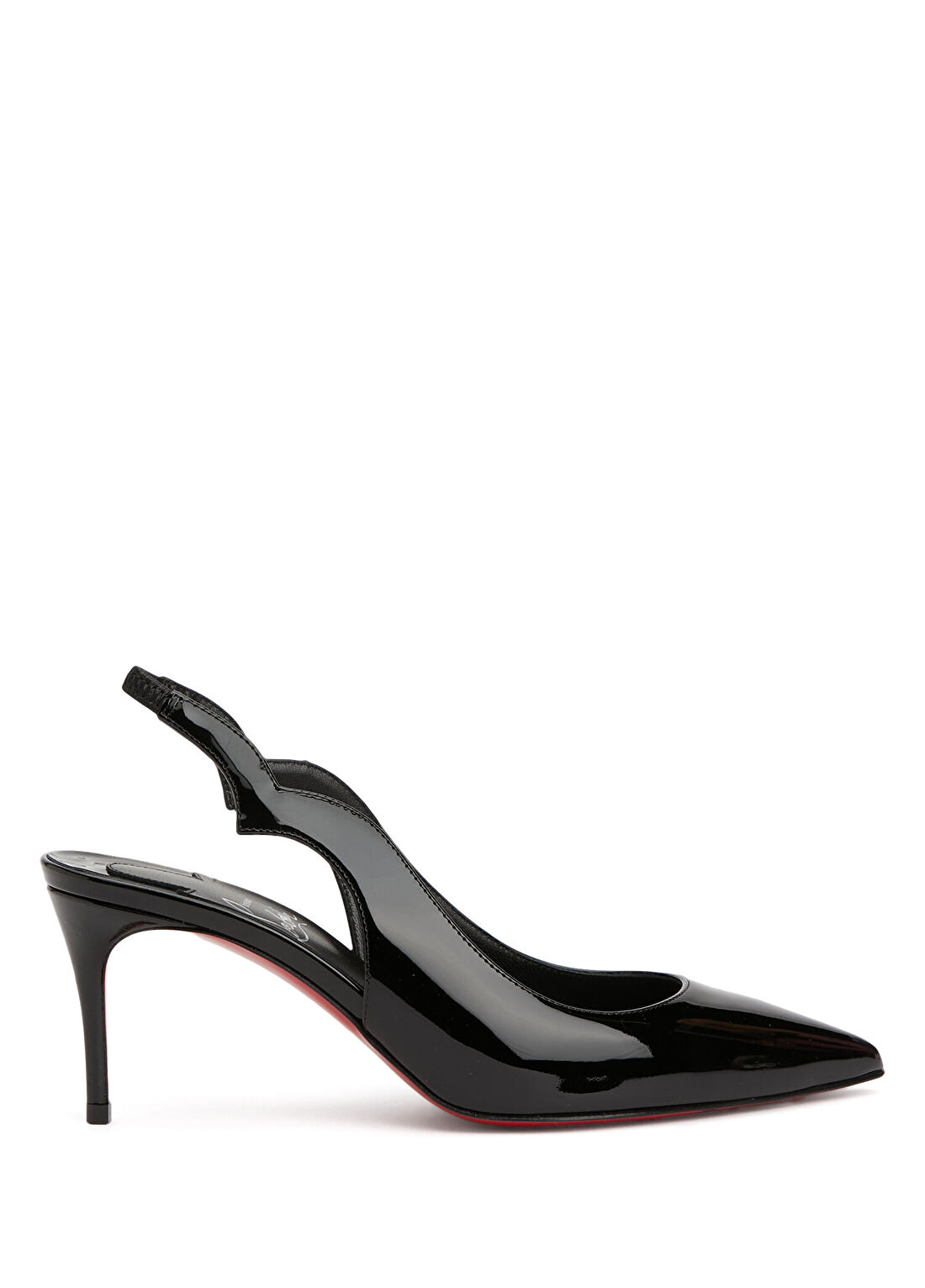 Christian Louboutin Hot Chick Sling Siyah Rugan Topuklu Ayakkabı