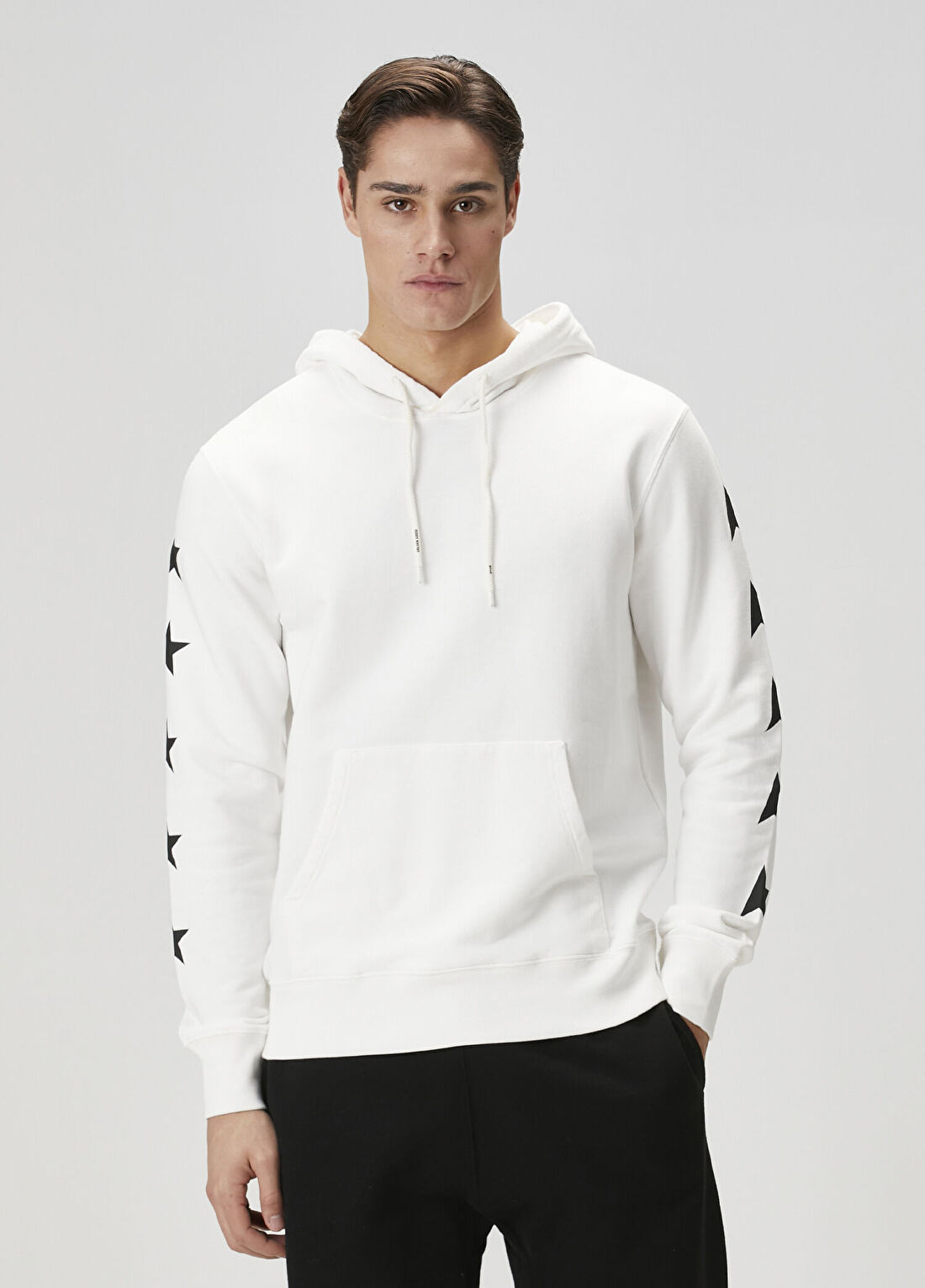 Golden Goose Beyaz Kapüşonlu Logo Baskılı Sweatshirt