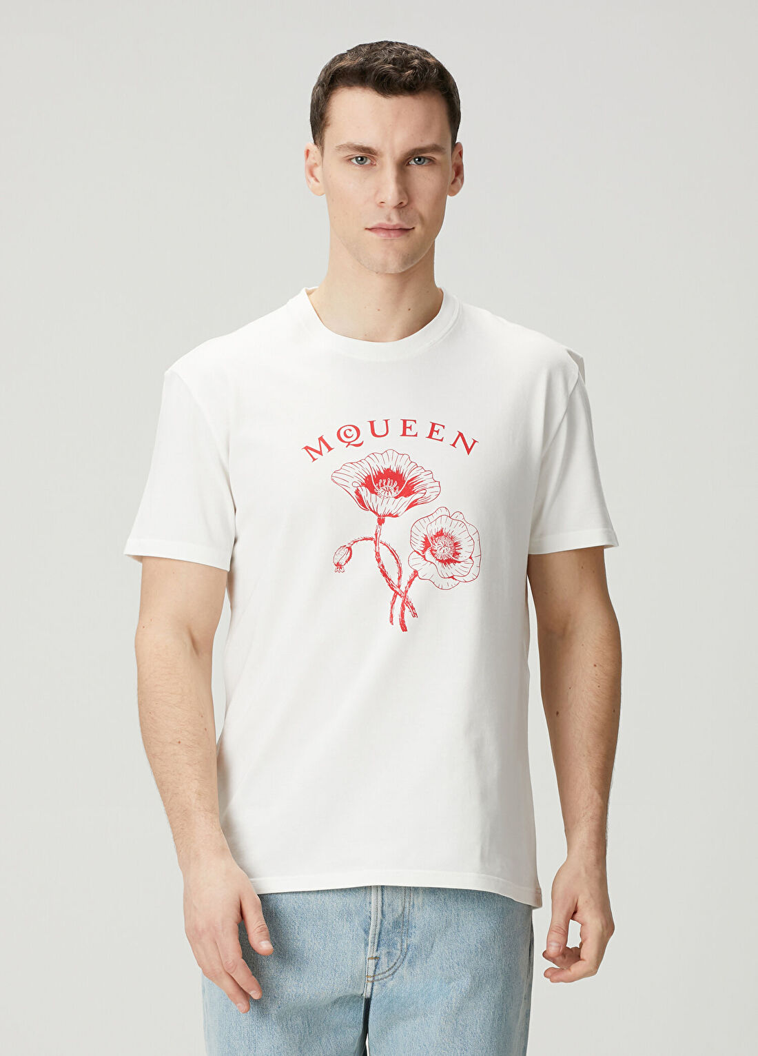 McQueen Kırmızı Beyaz Logo Detaylı T-shirt
