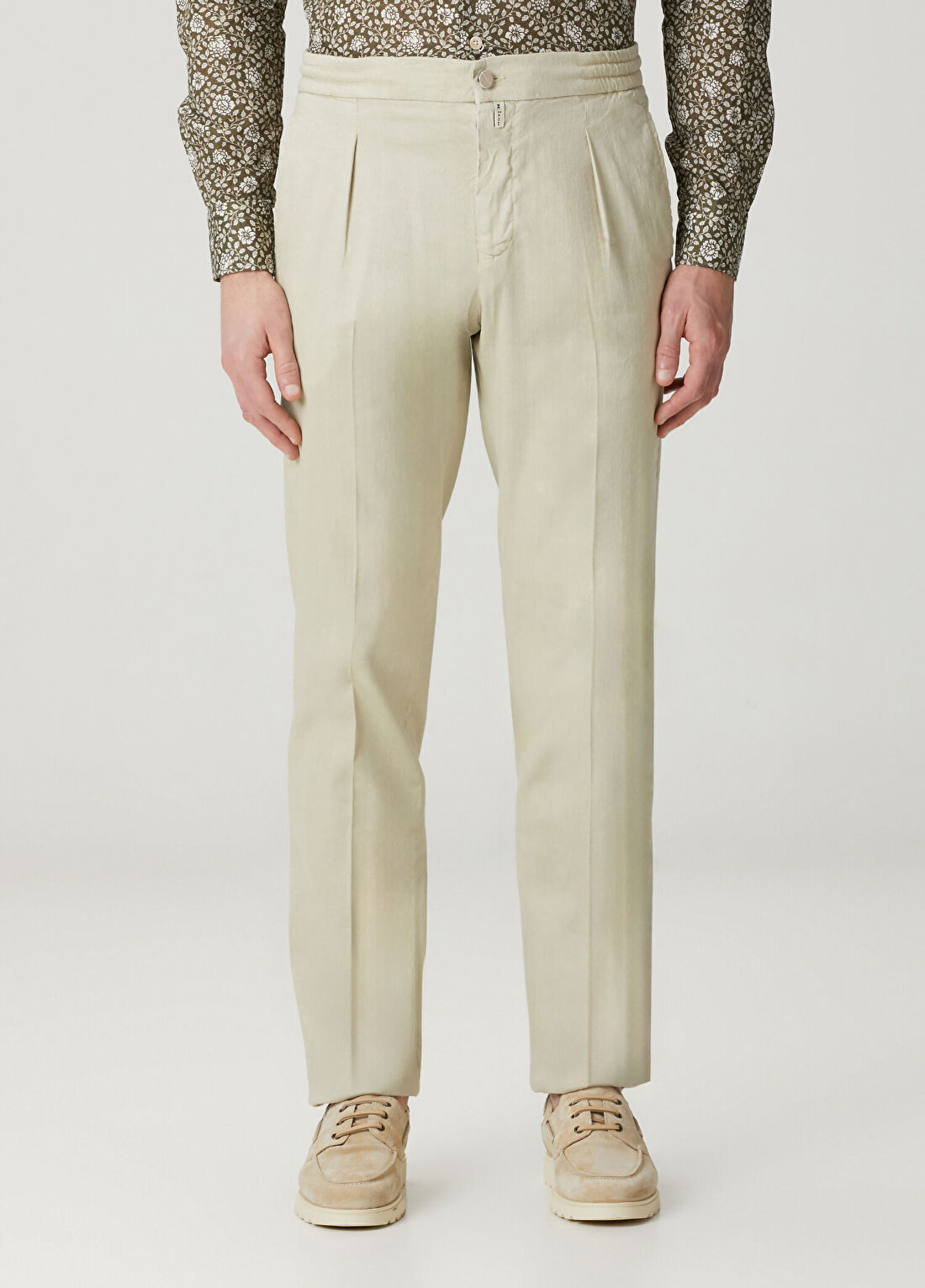 Kiton Bej Keten Pantolon görsel 2