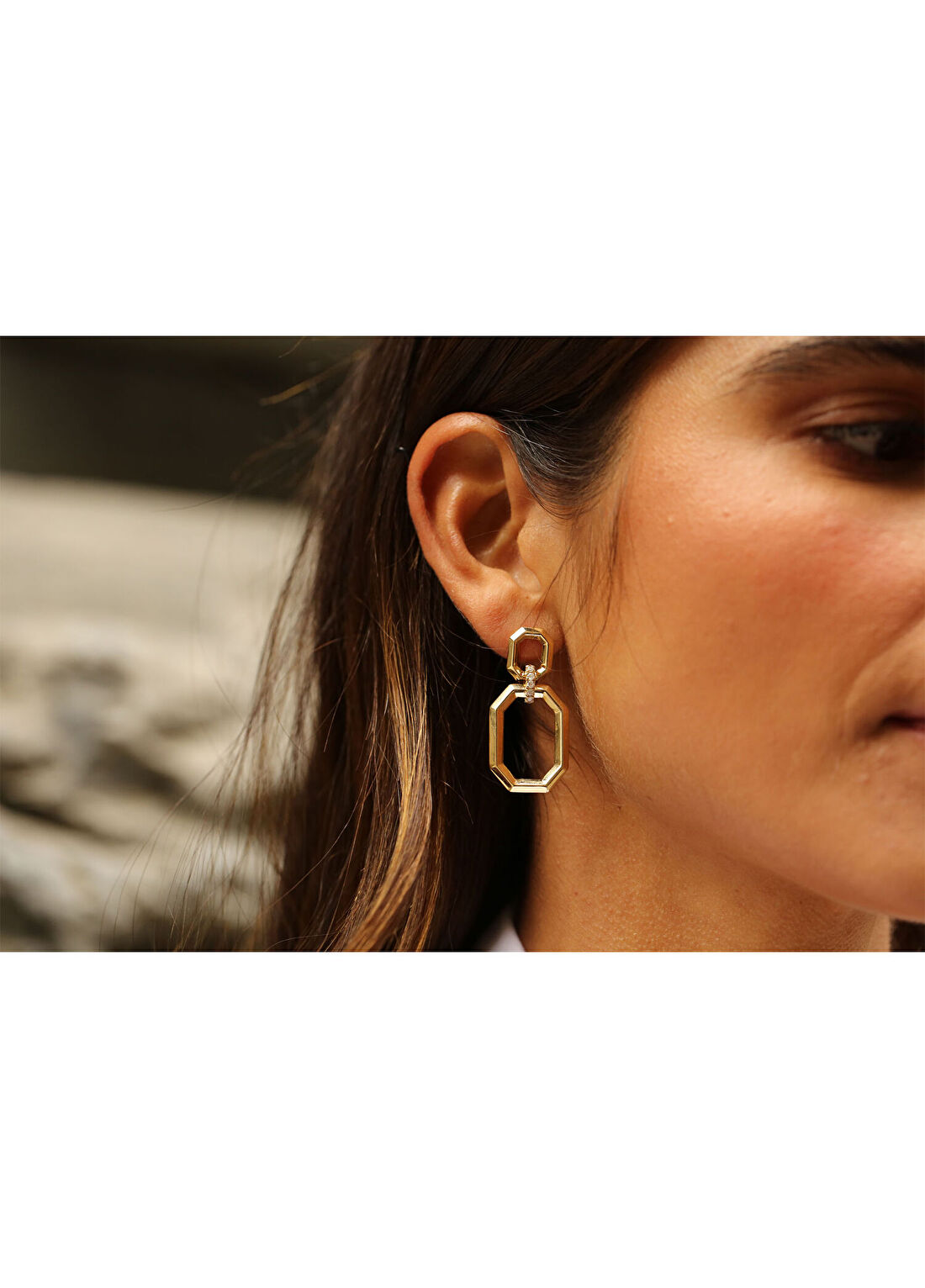 Reis Kuyumculuk Insula Earrings Pırlanta Taşlı 14 Ayar Altın Kadın Küpe görsel 4