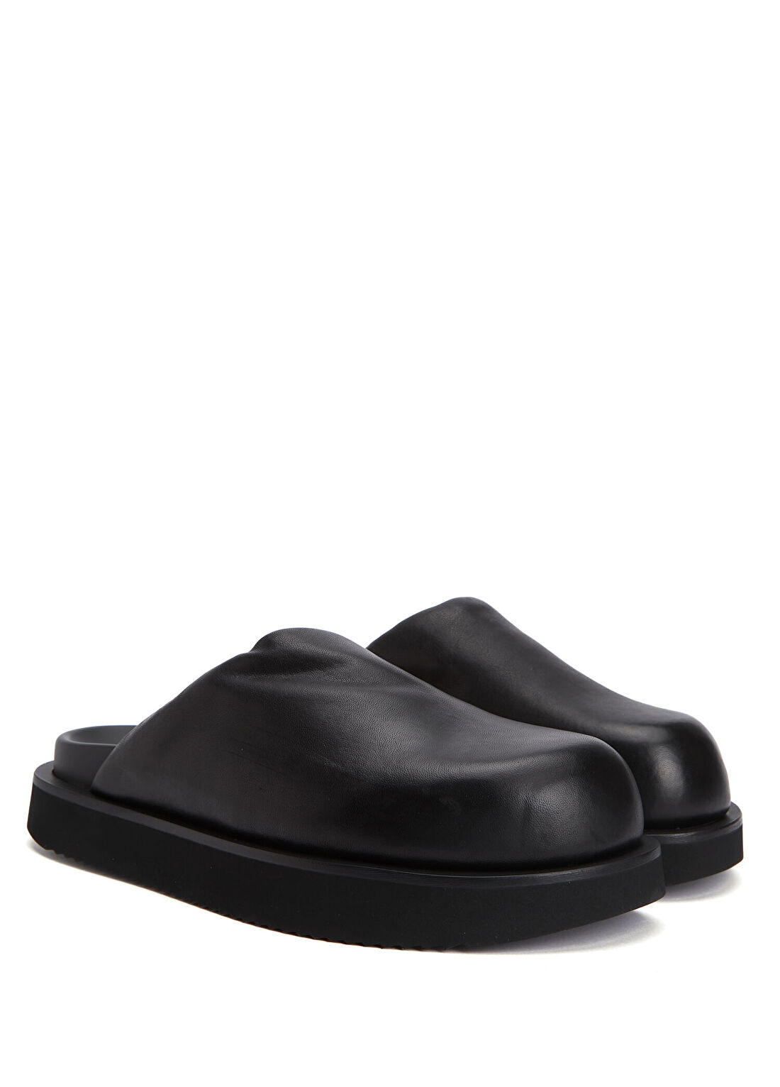Rick Owens Siyah Erkek Deri Terlik görsel 2