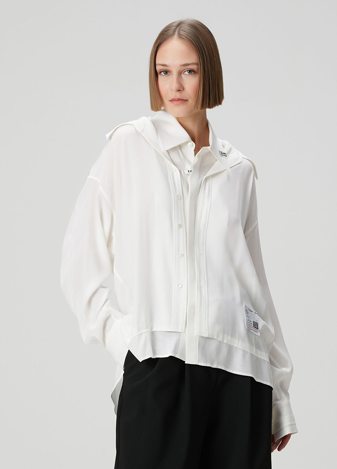 Maison Mihara Yasuhiro Double Layered Beyaz Gömlek