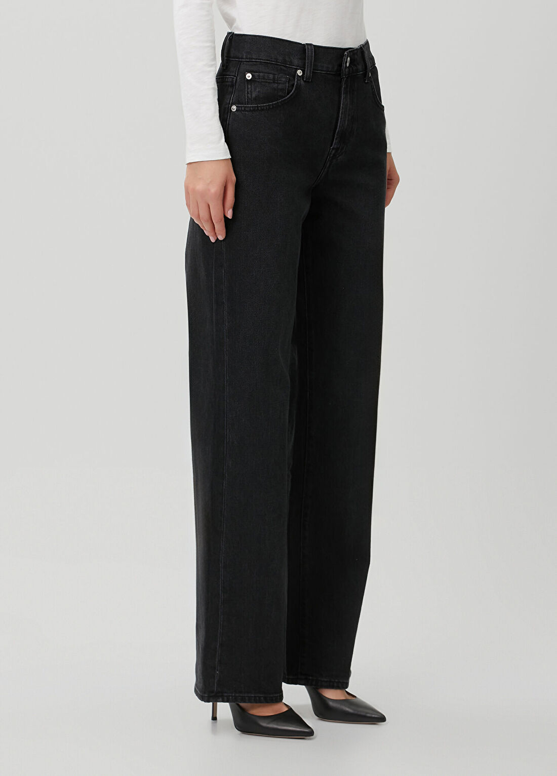 7 For All Mankind Tess Siyah Straight Leg Jean Pantolon görsel 3