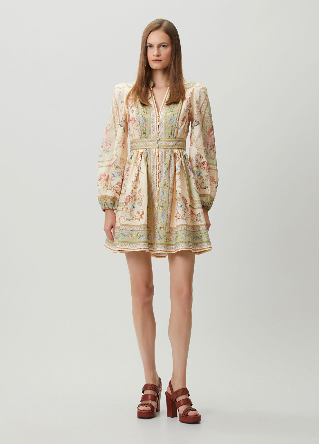 Zimmermann Roselight Çiçekli Mini Keten Elbise görsel 3