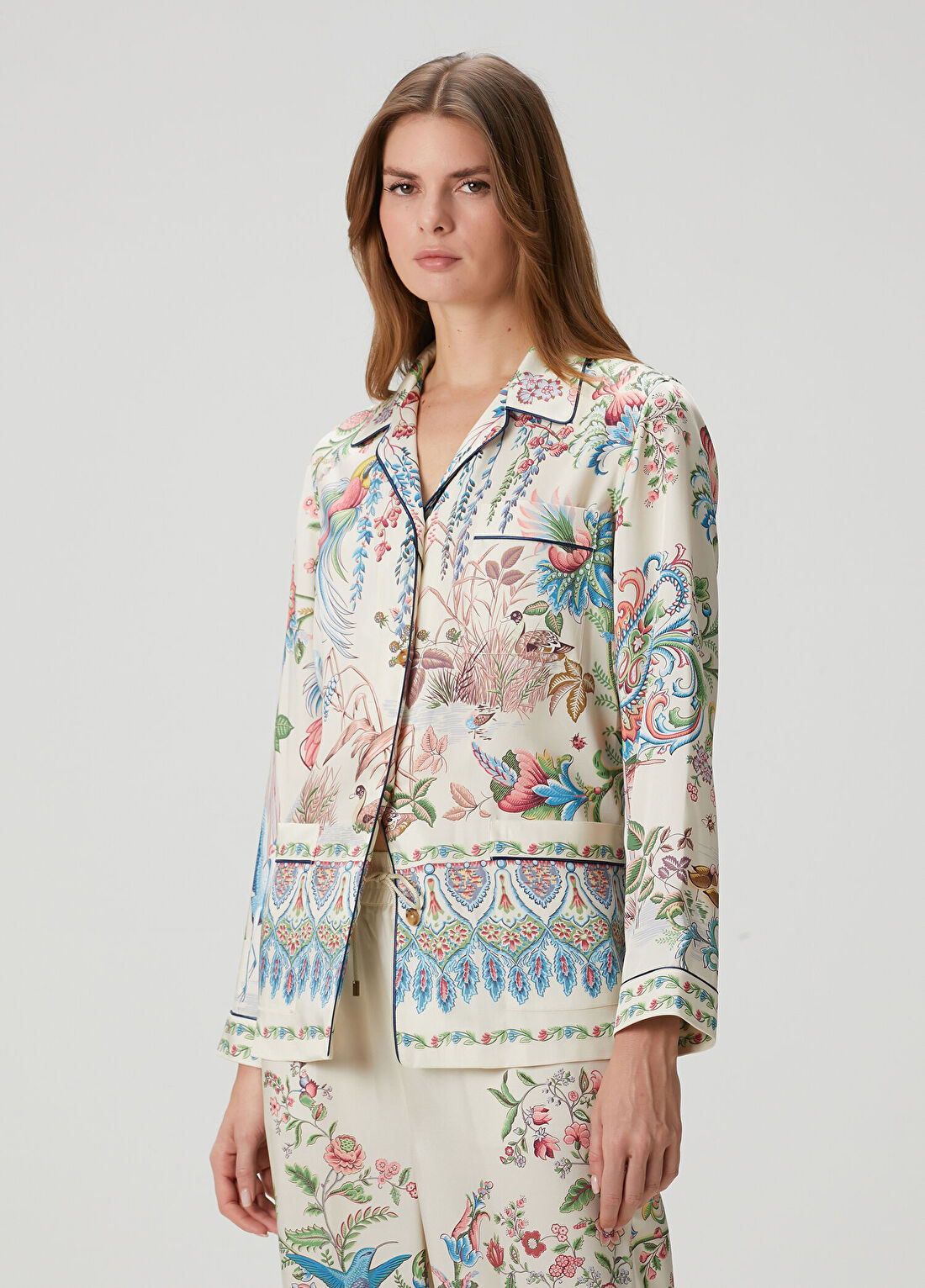 Etro Kırık Beyaz Desenli Twill Gömlek